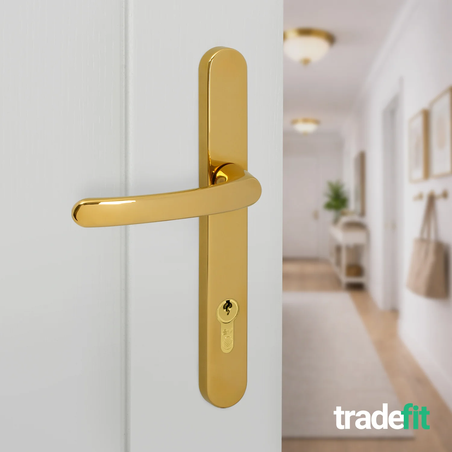 Polished Brass UPVC Door Handles - 92mm PZ Centres - 215mm Fixing Centres - 246 x 32mm - Image 6