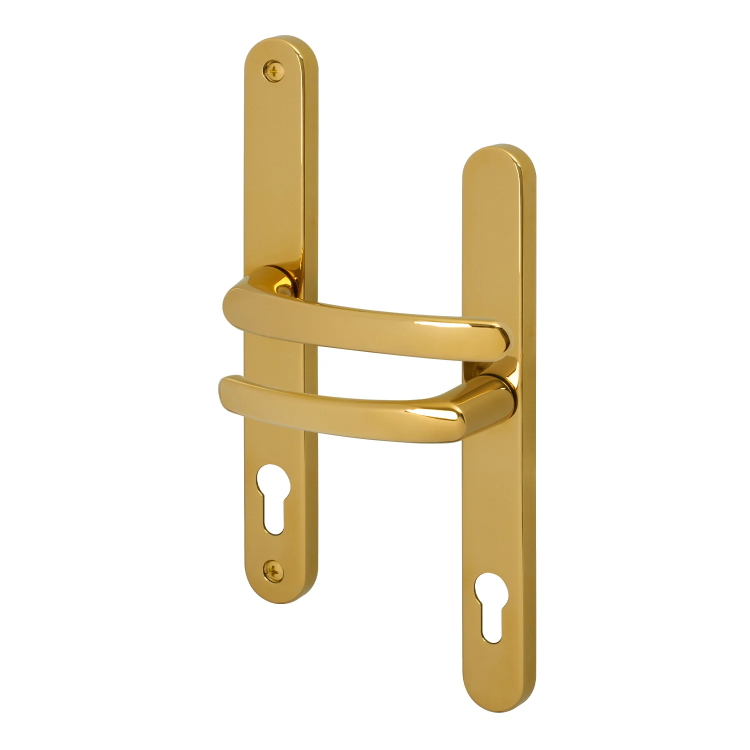Polished Brass UPVC Door Handles - 92mm PZ Centres - 240mm Fixing Centres - 270 x 32mm