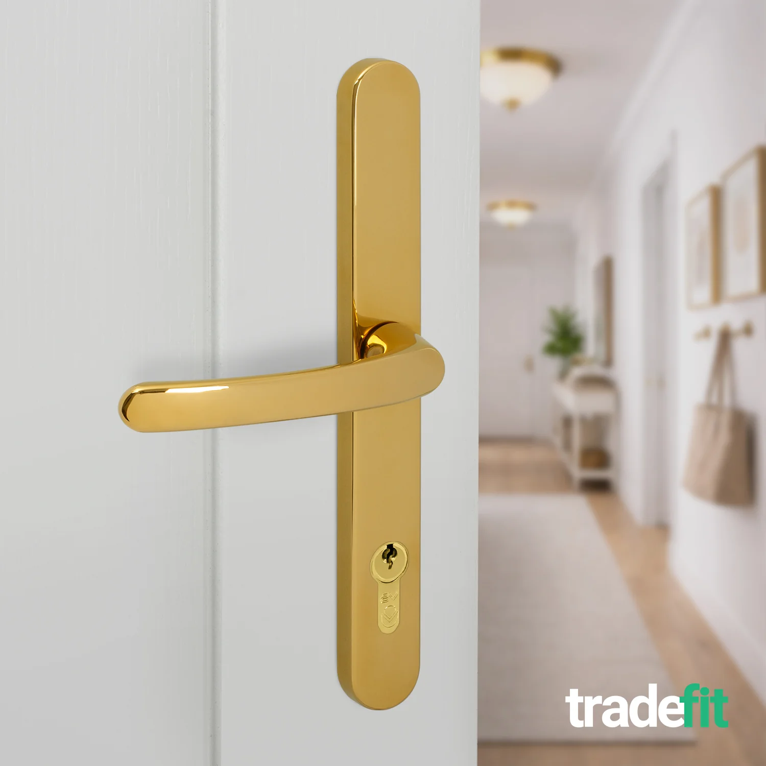 Polished Brass UPVC Door Handles - 92mm PZ Centres - 240mm Fixing Centres - 270 x 32mm - Image 6
