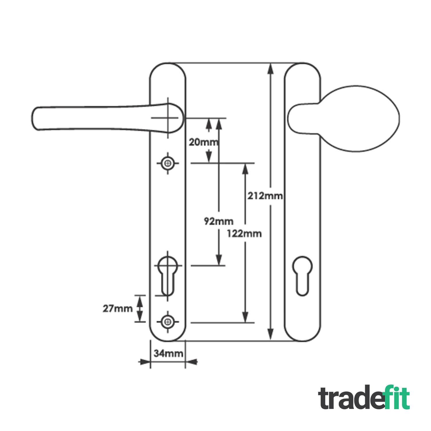 Polished Brass UPVC Lever Pad Door Handles - 62mm PZ Centres External/92mm PZ Internal - 212mm Fixing Centres - Image 2