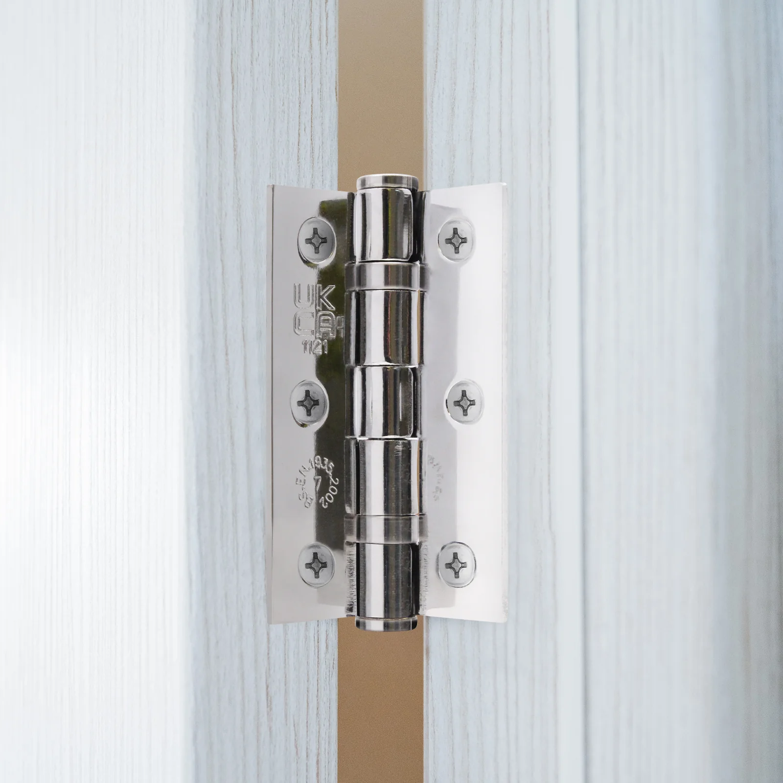 Polished Chrome Fire Door Hinges - 3 Inch/76mm - Grade 7 Steel Ball Bearing - Pair - Image 5