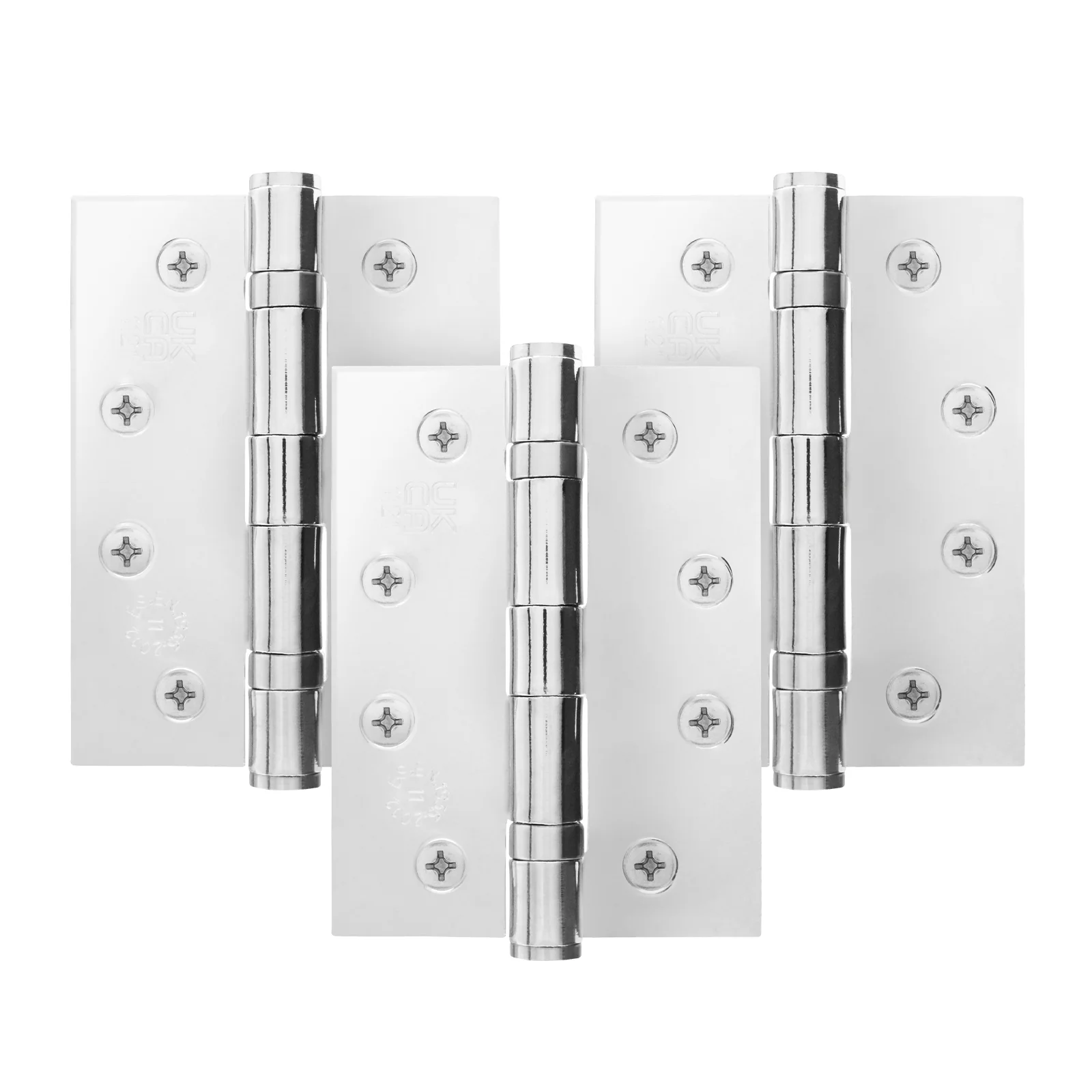 Polished Chrome Fire Door Hinges – 4 Inch/102mm – Grade 11 Steel Ball Bearing – Pack of 3 Hinges