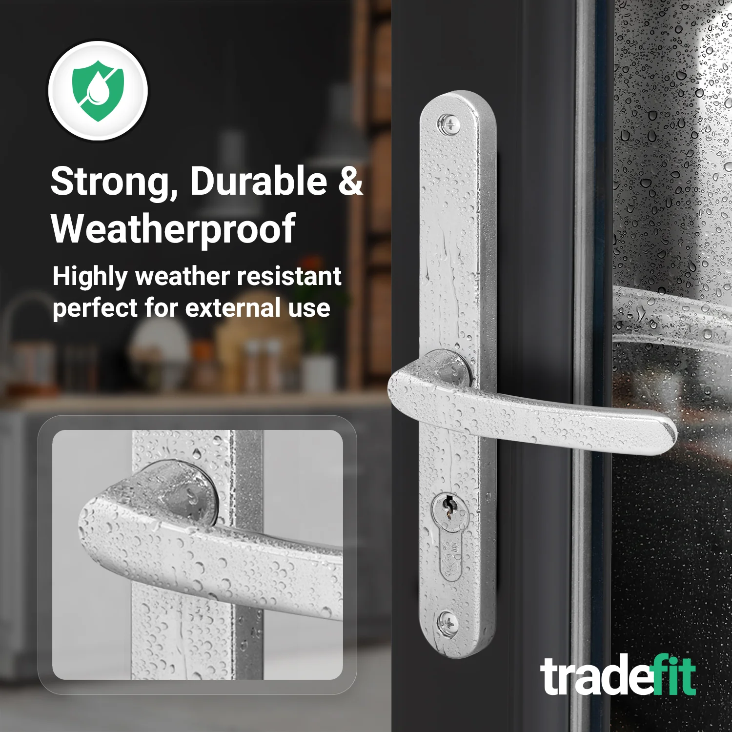 Polished Chrome UPVC Door Handles - 68mm PZ Centres - 215mm Fixing Centres - 246 x 32mm - Image 5