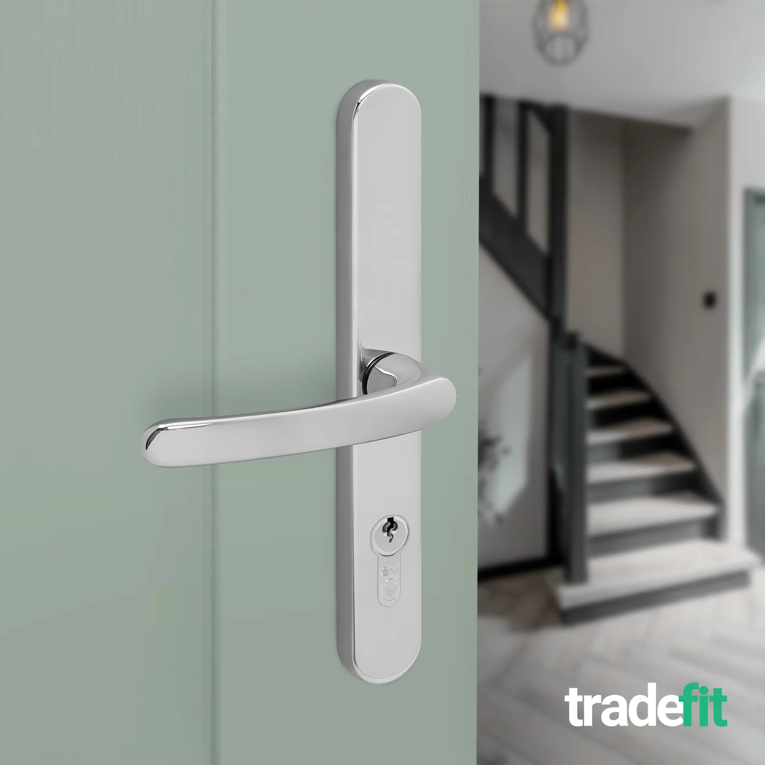 Polished Chrome UPVC Door Handles - 68mm PZ Centres - 215mm Fixing Centres - 246 x 32mm - Image 6