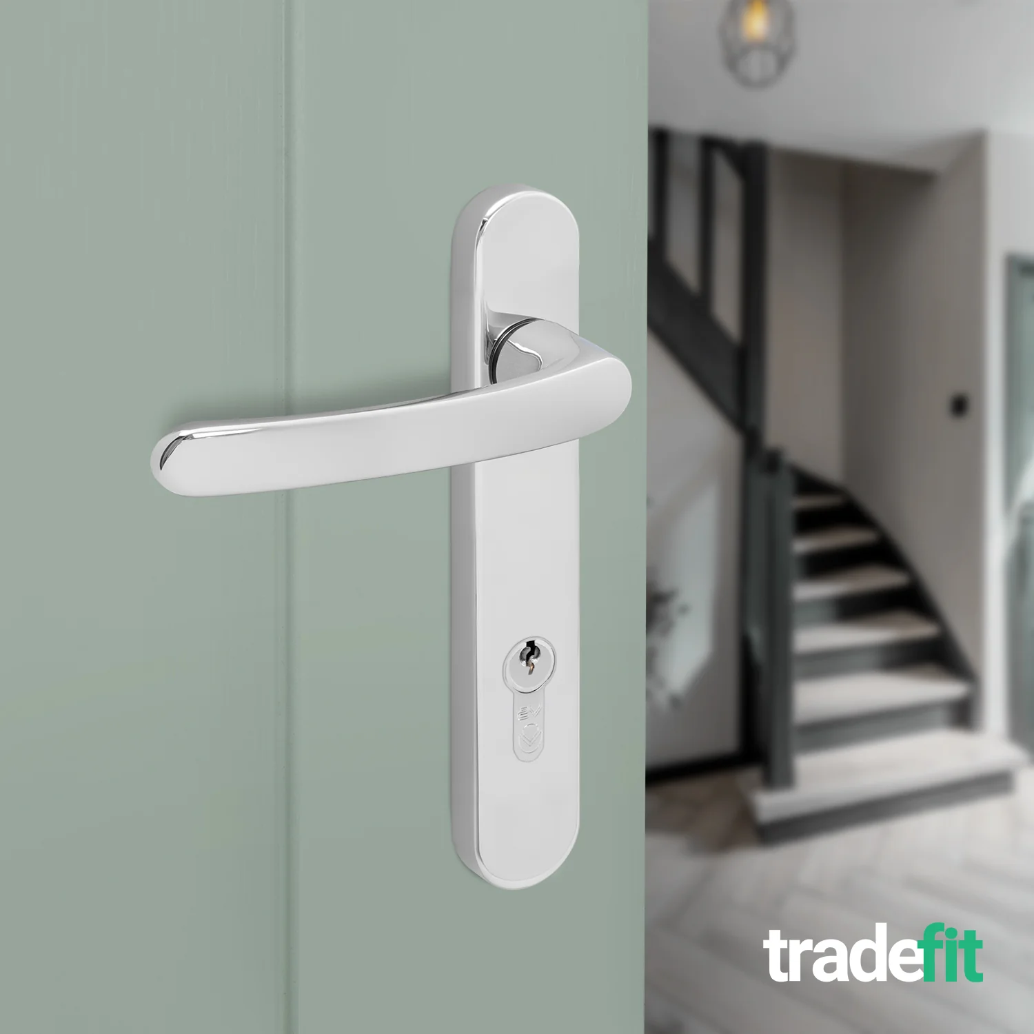 Polished Chrome UPVC Door Handles - 92mm PZ Centres - 122mm Fixing Centres - 240 x 32mm - Image 6
