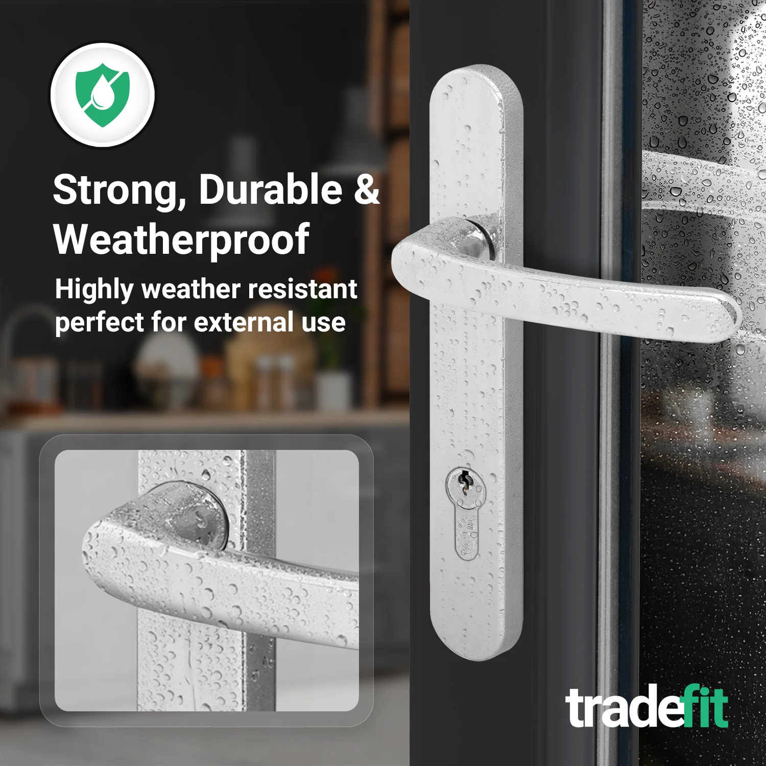Polished Chrome UPVC Door Handles - 92mm PZ Centres - 122mm Fixing Centres - 245 x 34mm - Image 5