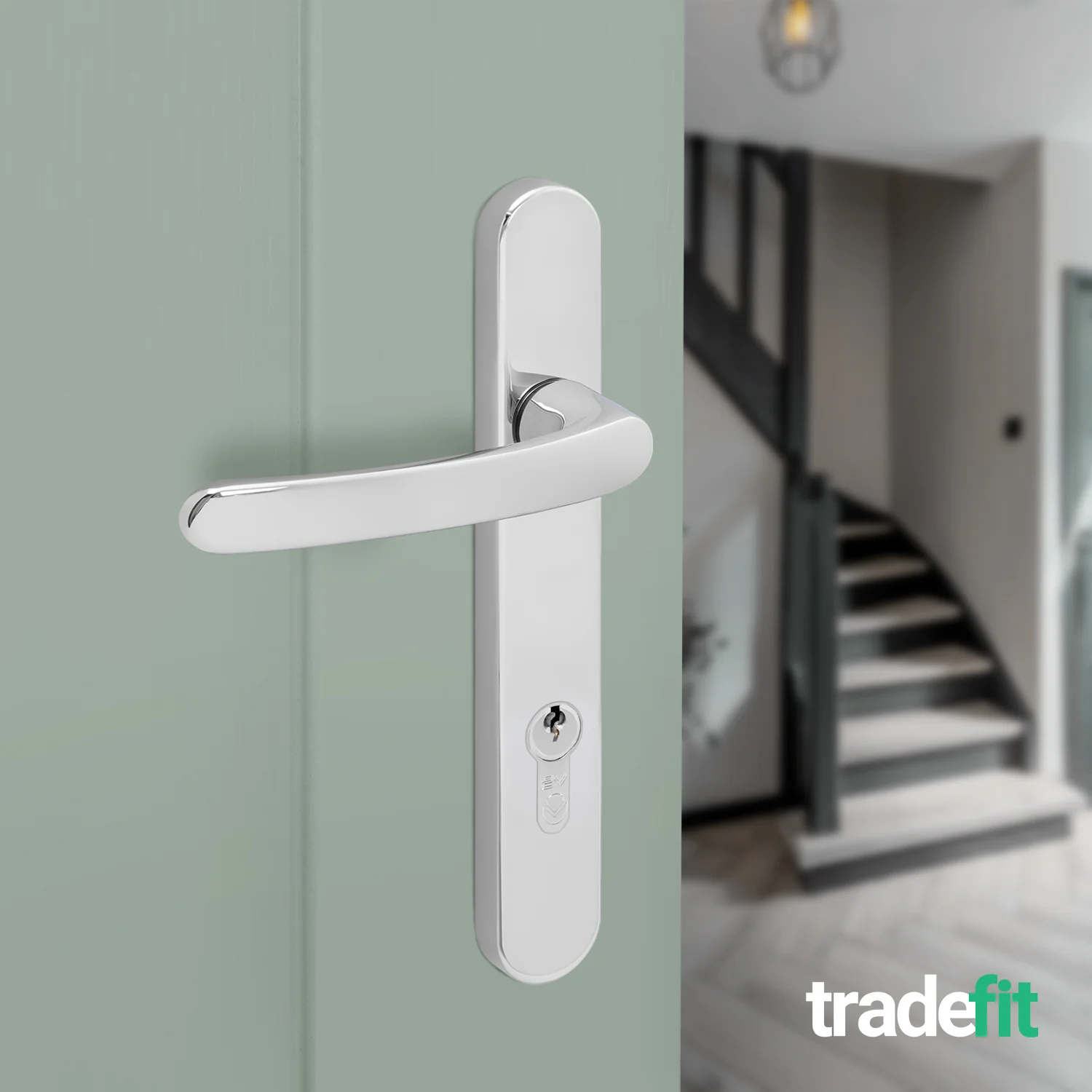 Polished Chrome UPVC Door Handles - 92mm PZ Centres - 122mm Fixing Centres - 245 x 34mm - Image 6