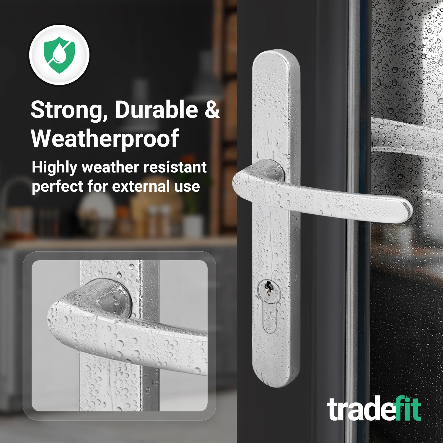 Polished Chrome UPVC Door Handles - 92mm PZ Centres - 215mm Fixing Centres - 246 x 32mm - Image 5