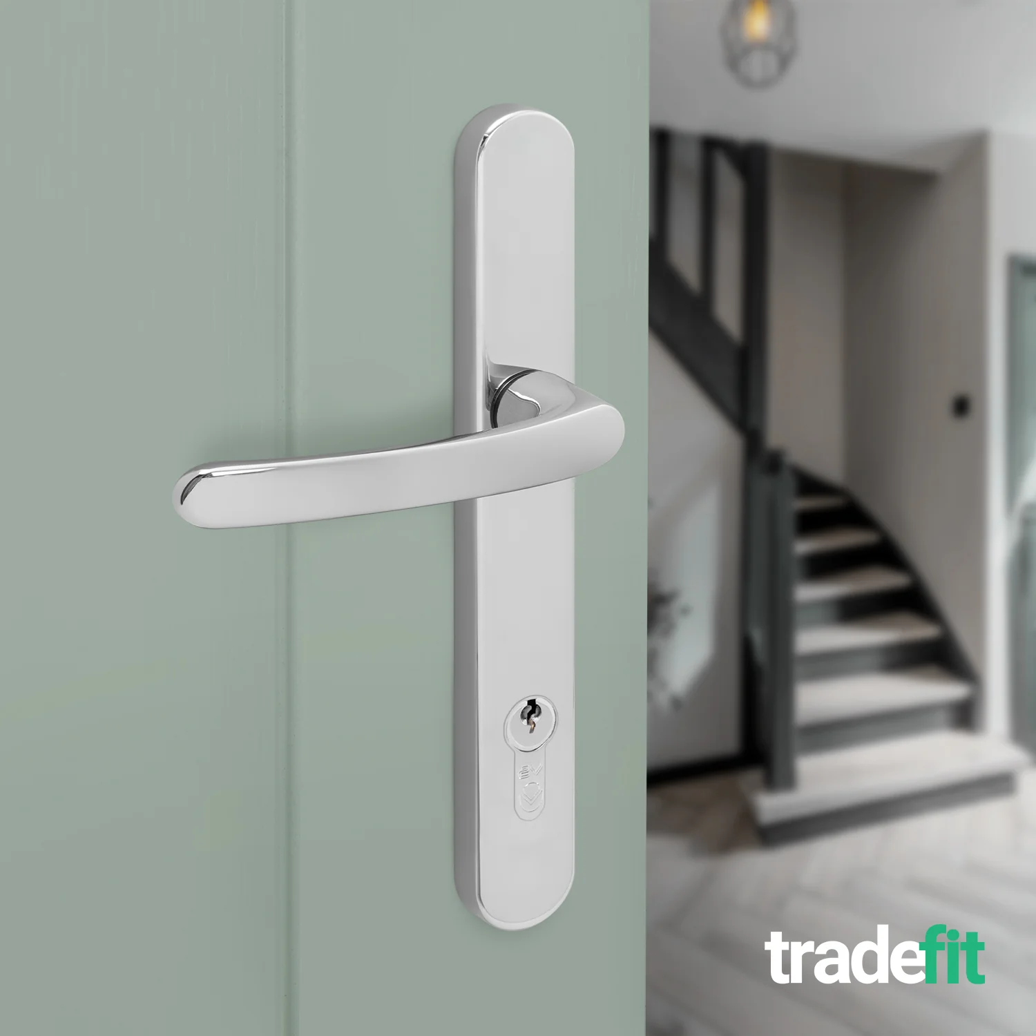 Polished Chrome UPVC Door Handles - 92mm PZ Centres - 215mm Fixing Centres - 246 x 32mm - Image 6