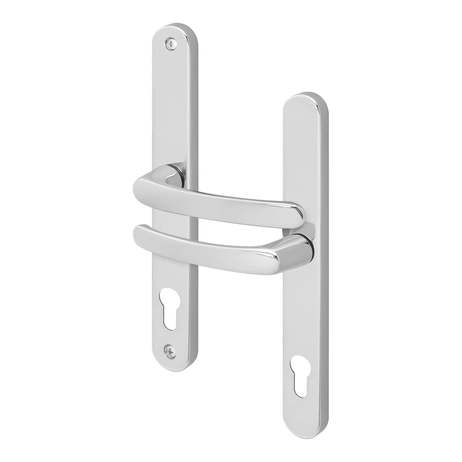 Polished Chrome UPVC Door Handles - 92mm PZ Centres - 240mm Fixing Centres - 270 x 32mm