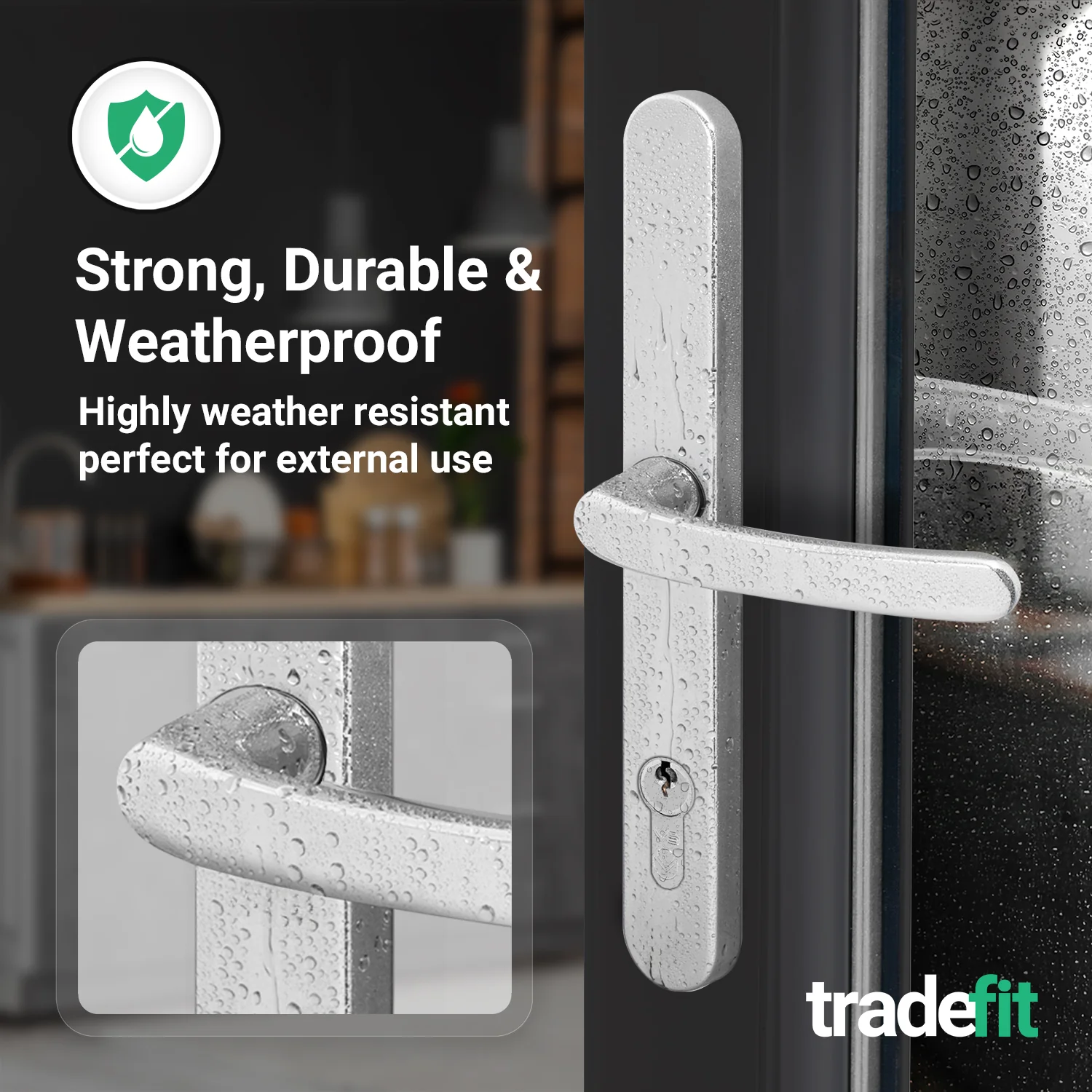 Polished Chrome UPVC Door Handles - 92mm PZ Centres - 240mm Fixing Centres - 270 x 32mm - Image 5