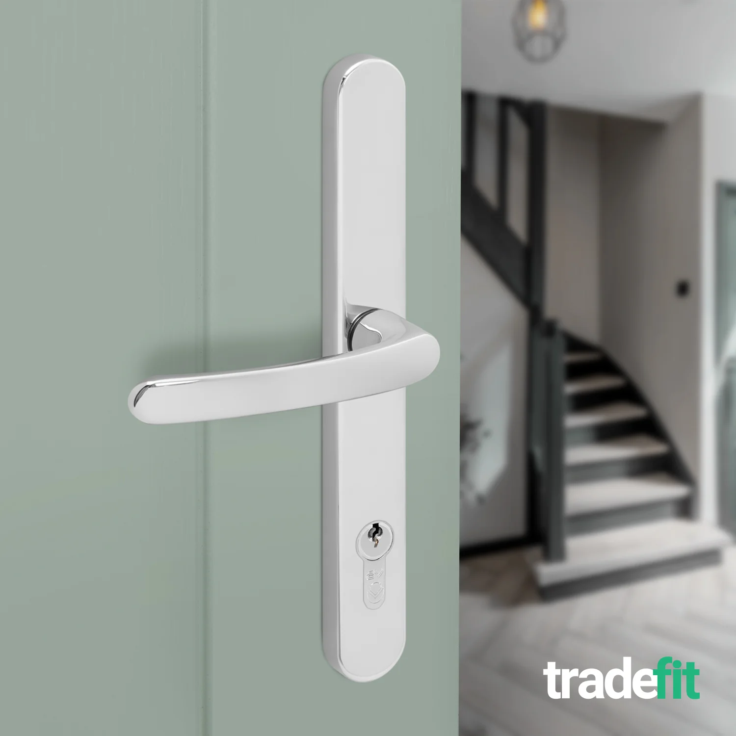 Polished Chrome UPVC Door Handles - 92mm PZ Centres - 240mm Fixing Centres - 270 x 32mm - Image 6
