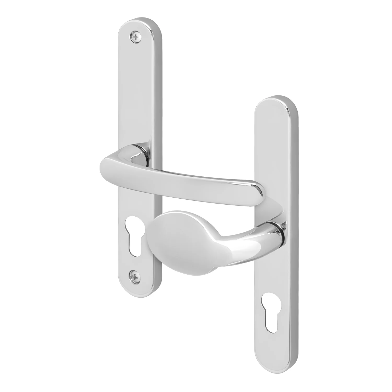 Polished Chrome UPVC Lever Pad Door Handles - 68mm PZ Centres - 215mm Fixing Centres - 245 x 32mm