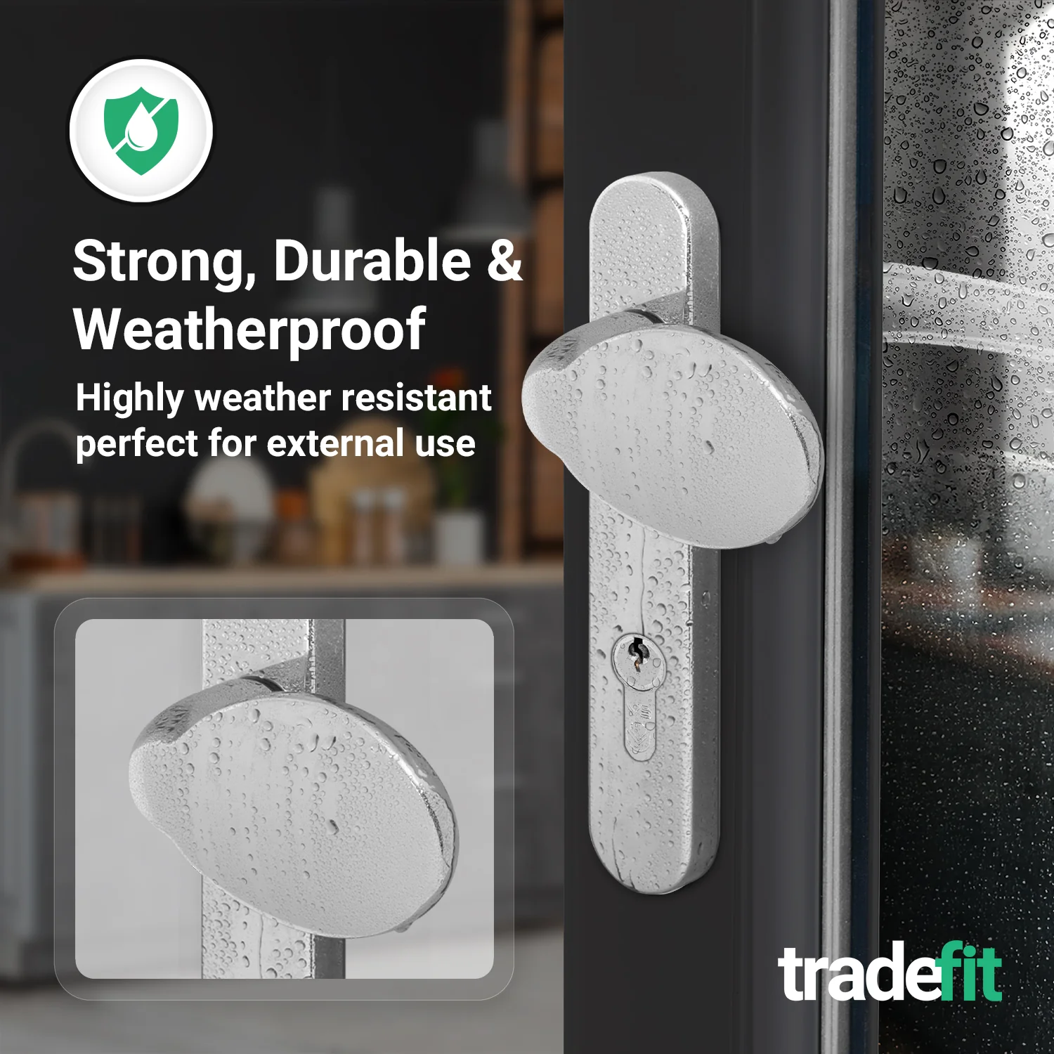 Polished Chrome UPVC Lever Pad Door Handles - 92mm PZ Centres - 122mm Fixing Centres - 212 x 34mm - Image 5