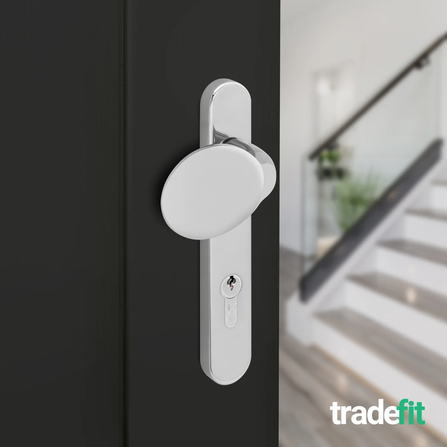 Polished Chrome UPVC Lever Pad Door Handles - 92mm PZ Centres - 122mm Fixing Centres - 212 x 34mm - Image 6