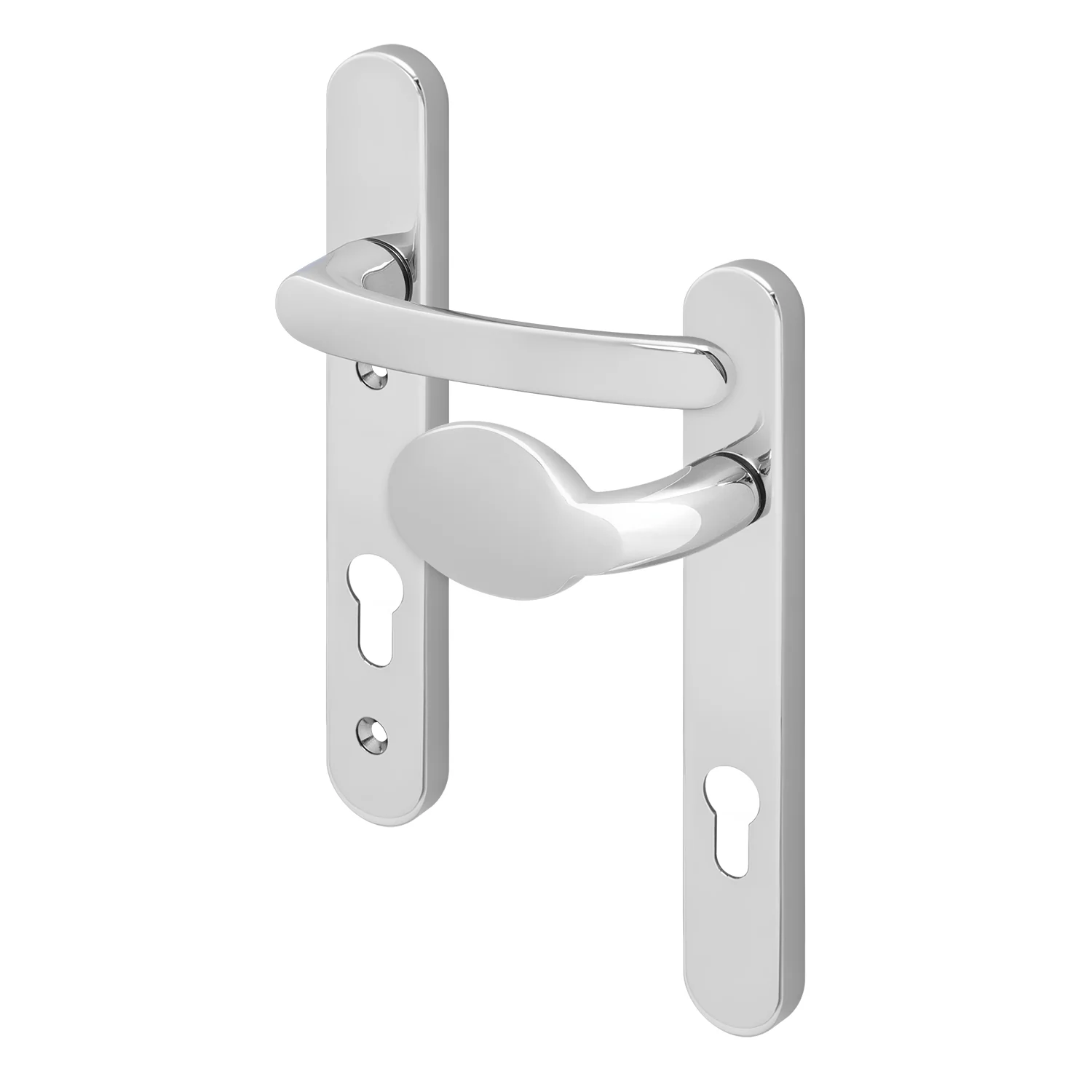 Polished Chrome UPVC Lever Pad Door Handles - 92mm PZ Centres - 122mm Fixing Centres - 245 x 34mm