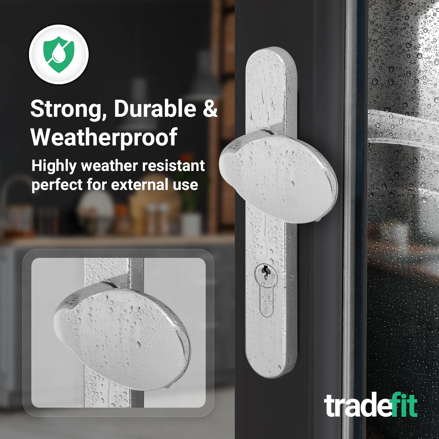 Polished Chrome UPVC Lever Pad Door Handles - 92mm PZ Centres - 122mm Fixing Centres - 245 x 34mm - Image 5