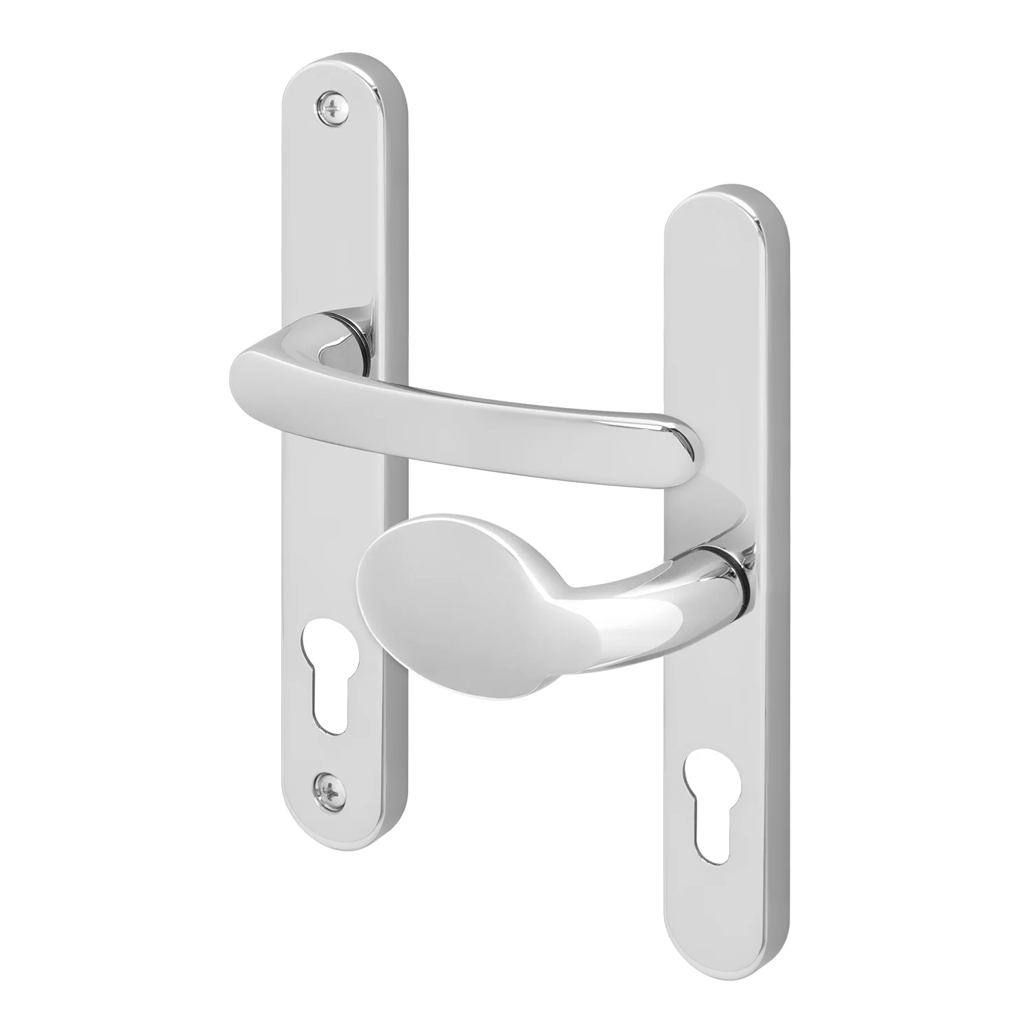 Polished Chrome UPVC Lever Pad Door Handles - 62mm PZ Centres External/92mm PZ Internal - 212mm Fixing Centres