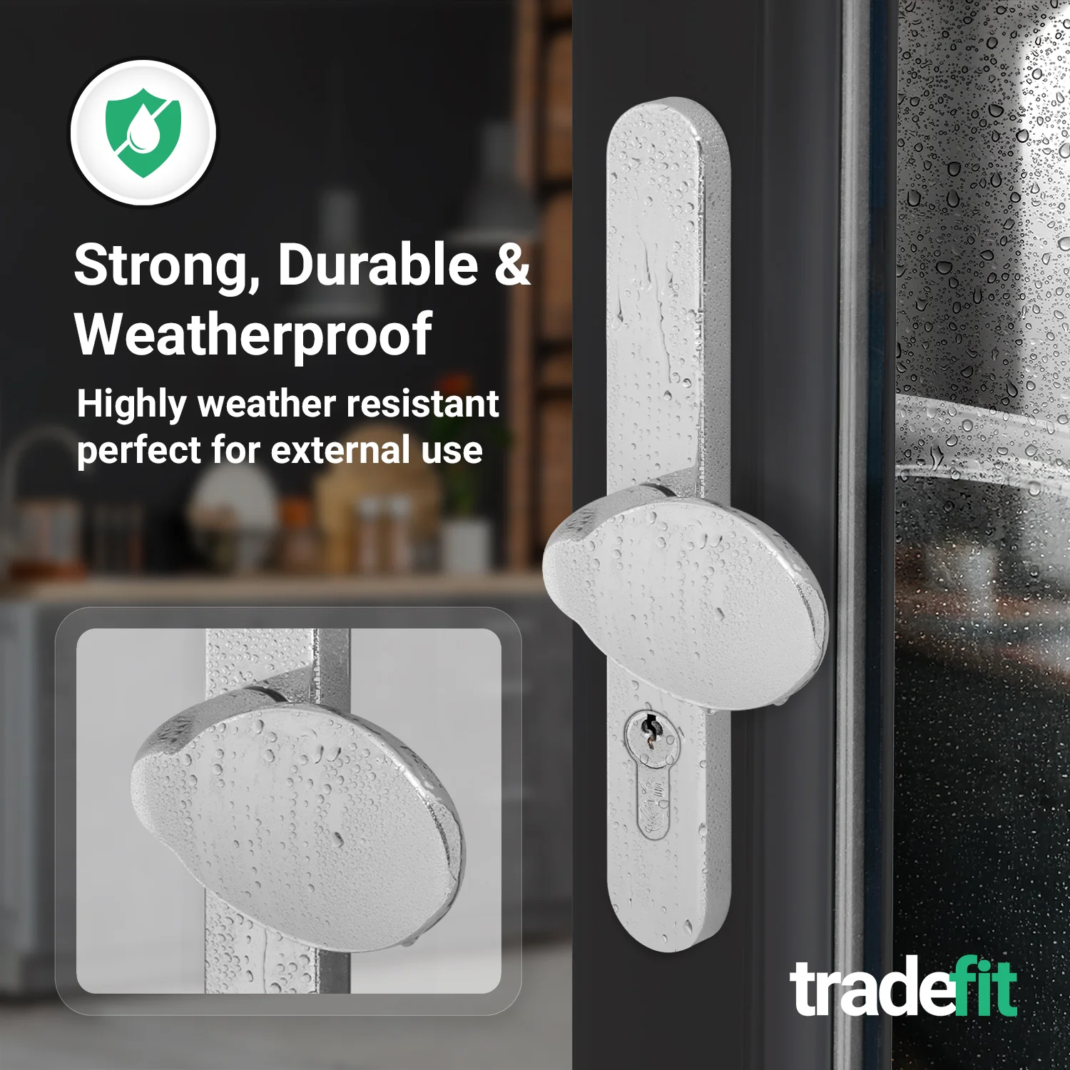 Polished Chrome UPVC Lever Pad Door Handles - 62mm PZ Centres External/92mm PZ Internal - 212mm Fixing Centres - Image 5