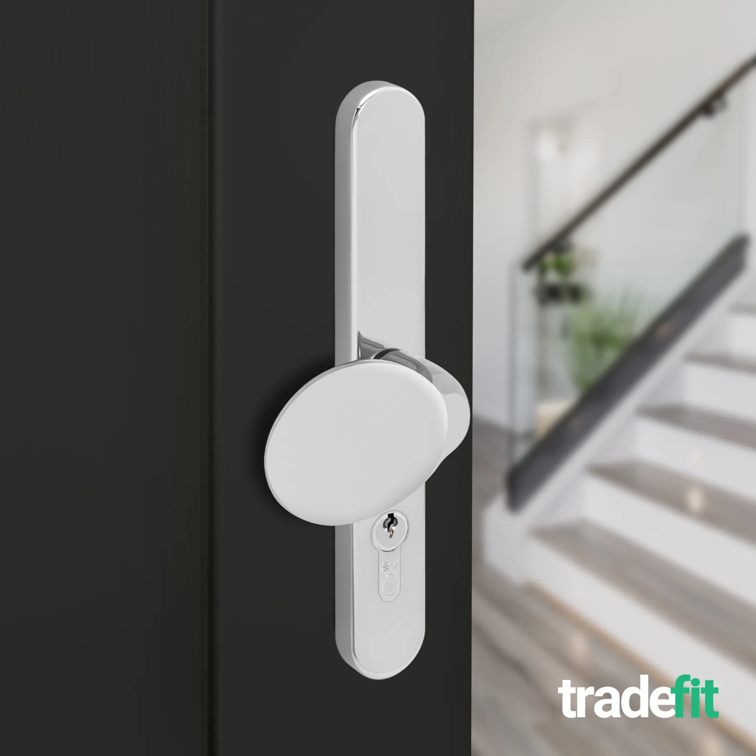 Polished Chrome UPVC Lever Pad Door Handles - 62mm PZ Centres External/92mm PZ Internal - 212mm Fixing Centres - Image 6