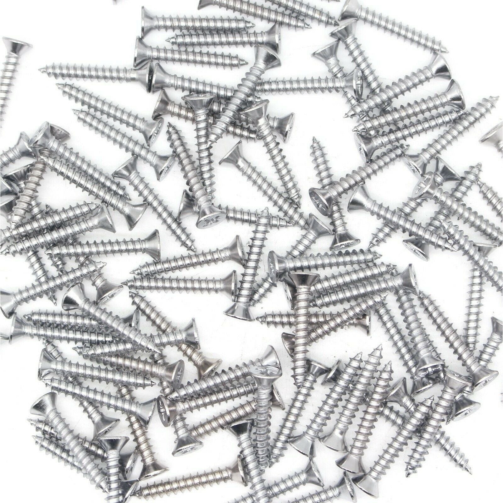 Spare Hinge Screws Pack 100 Pozi Wood Screw Countersunk  - 5.0x30mm - Polished Chrome - Pack of 100 - Image 4
