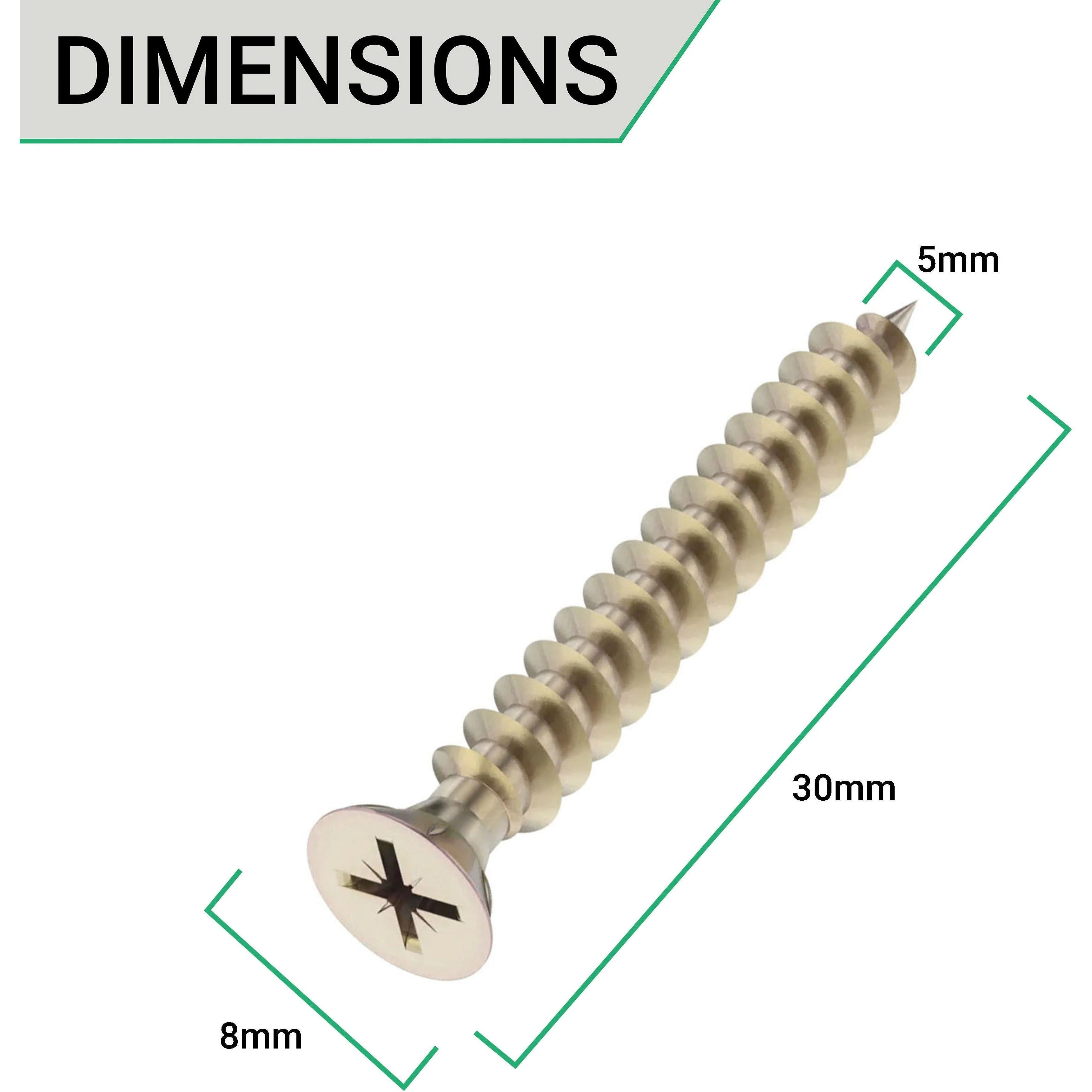 Spare Hinge Screws Pack 100 Pozi Wood Screw Countersunk - 5.0x30mm - Satin Nickel - Pack of 100 - Image 3