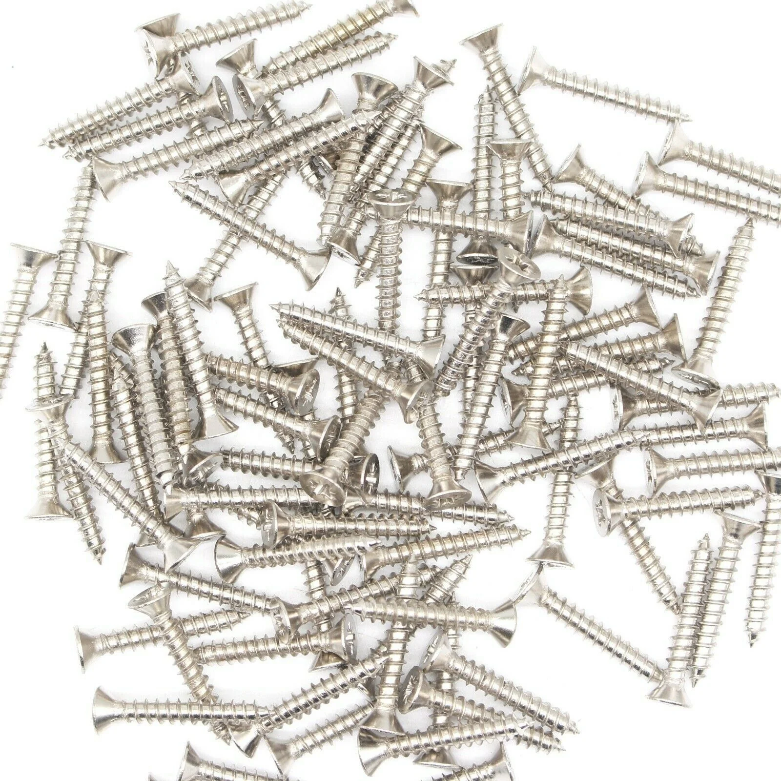 Spare Hinge Screws Pack 100 Pozi Wood Screw Countersunk - 5.0x30mm - Satin Nickel - Pack of 100 - Image 4