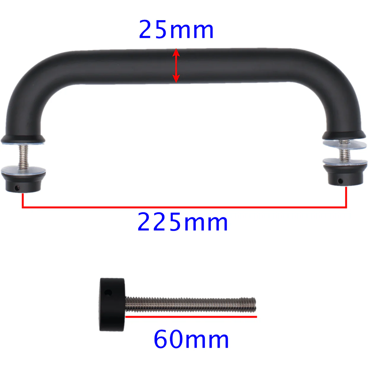 Pull Handle - Bolt Fixed - 225x25mm - Black - Image 2