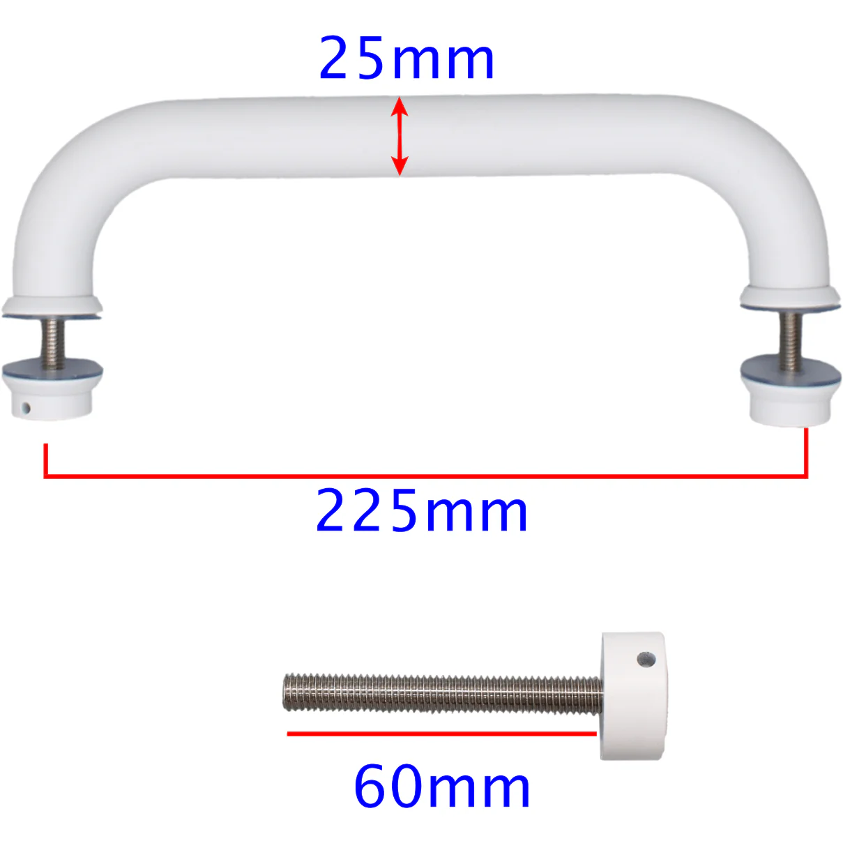 Pull Handle - Bolt Fixed - 225x25mm - White - Image 2