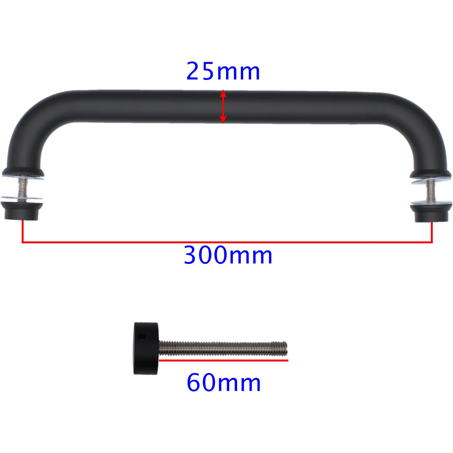 Pull Handle - Bolt Fixed - 300x25mm - Black - Image 3