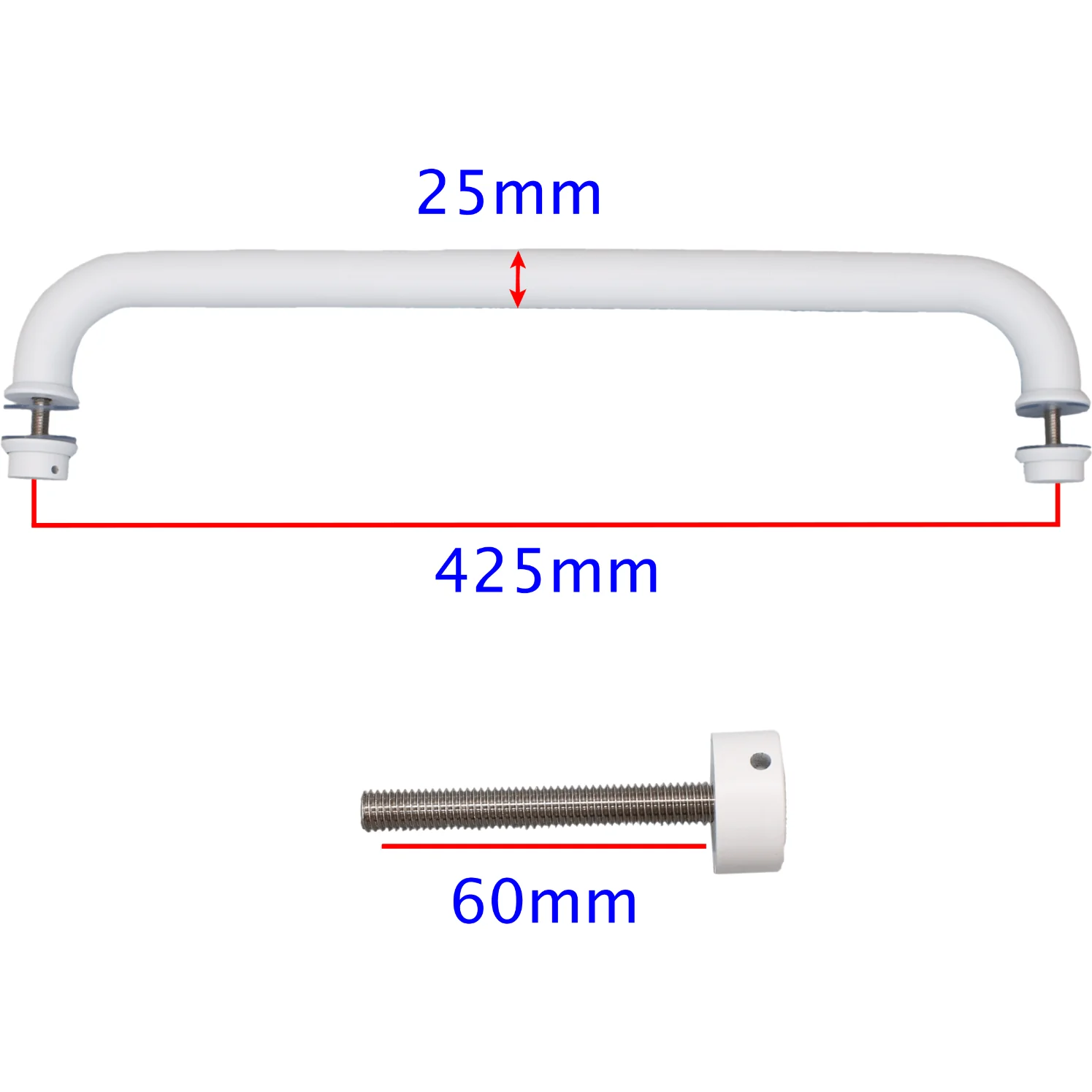 Pull Handle - Bolt Fixed - 425x25mm - White - Image 2