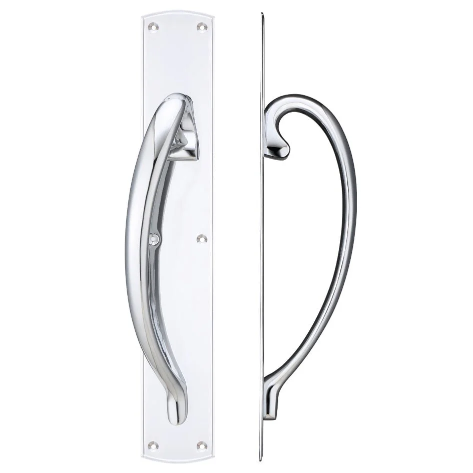Pull Handle on Backplate - Left Handed - 457 x 76mm - Polished Chrome
