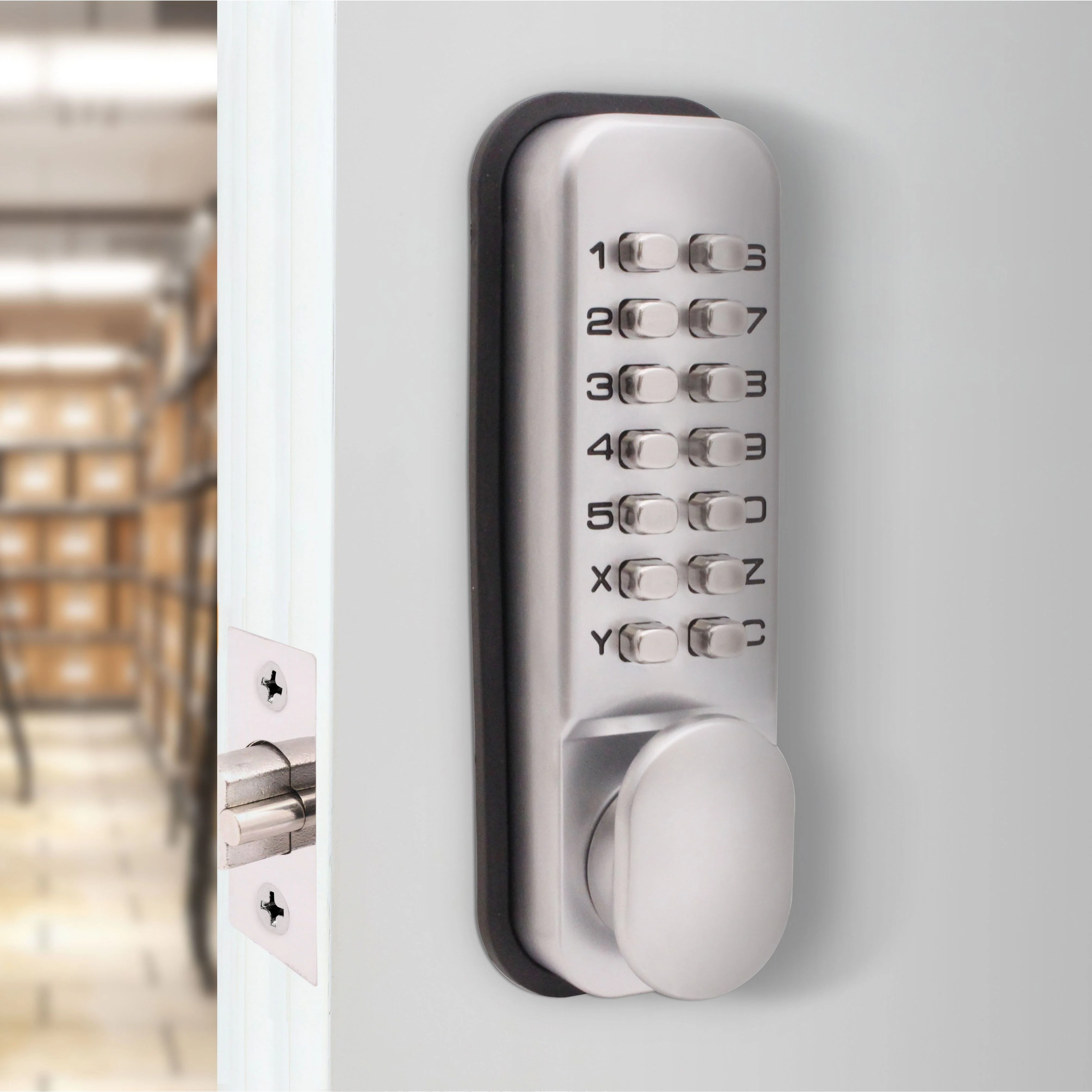 Push Button Mechanical Digital Code Lock - Fire Rated - Satin Chrome - Image 5