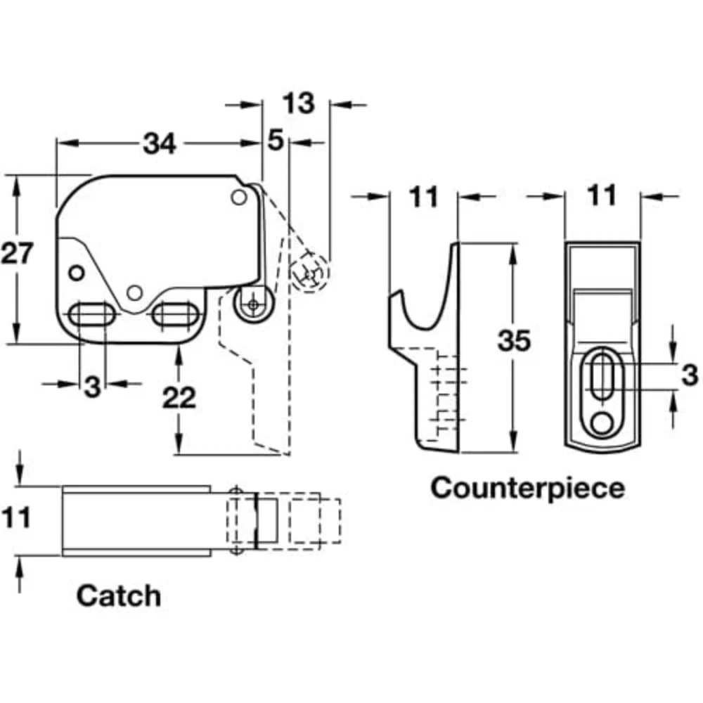 Push To Open Touch Catch Cupboard Cabinet Door Spring Loaded Release Mini Tip_1 Catch + Screws - Image 5