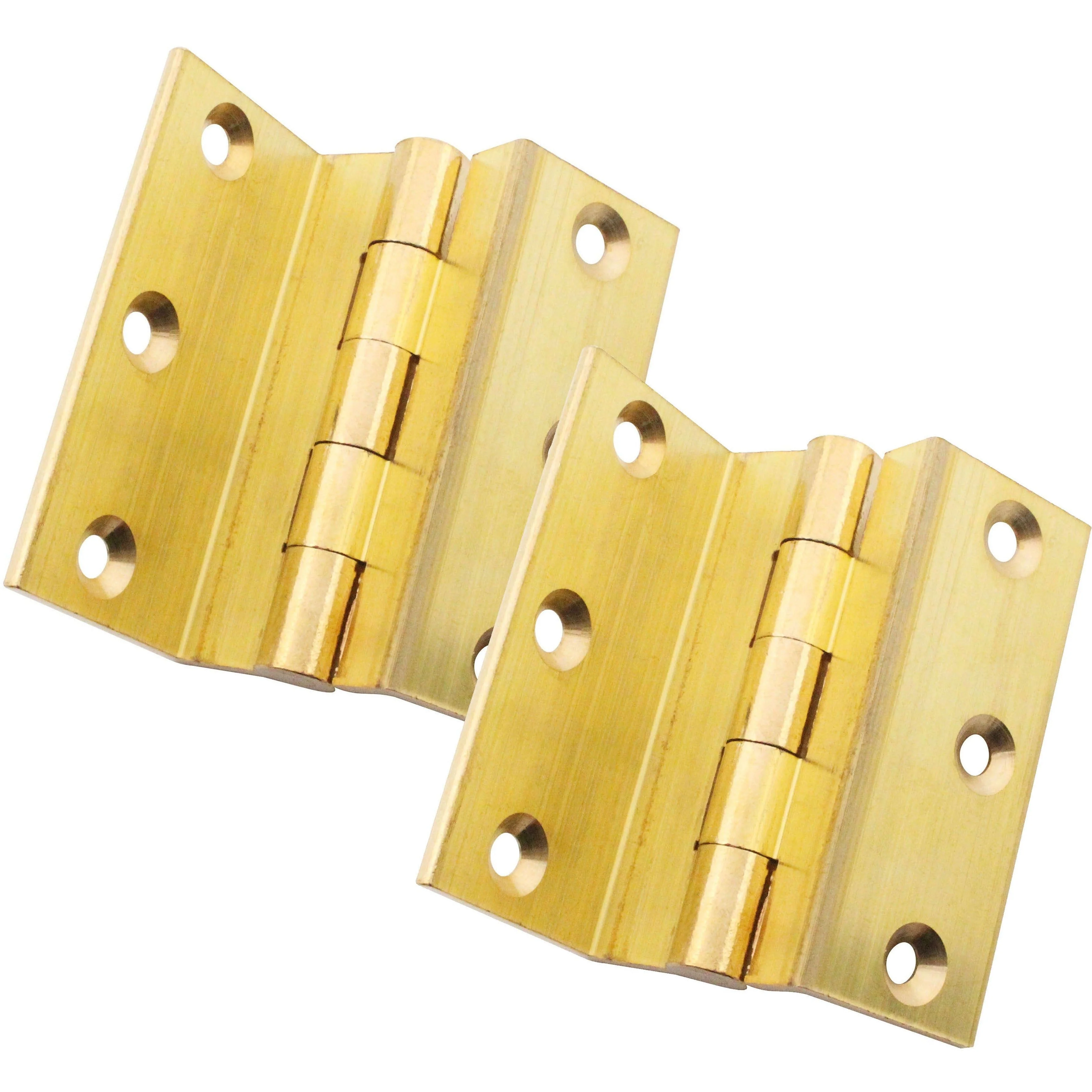 Rebated Cranked Stormproof 2.5" Drawn Brass - 63mm - Square - Self Colour - Pair - EXCLUDING Screws - Image 2
