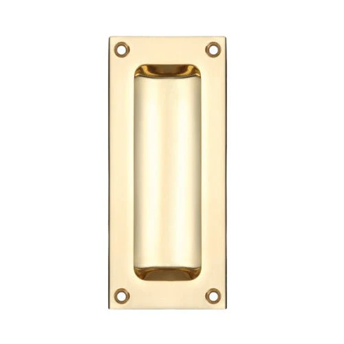 Rectangular Flush Cabinet Door Pull - 75mm - Polished Brass