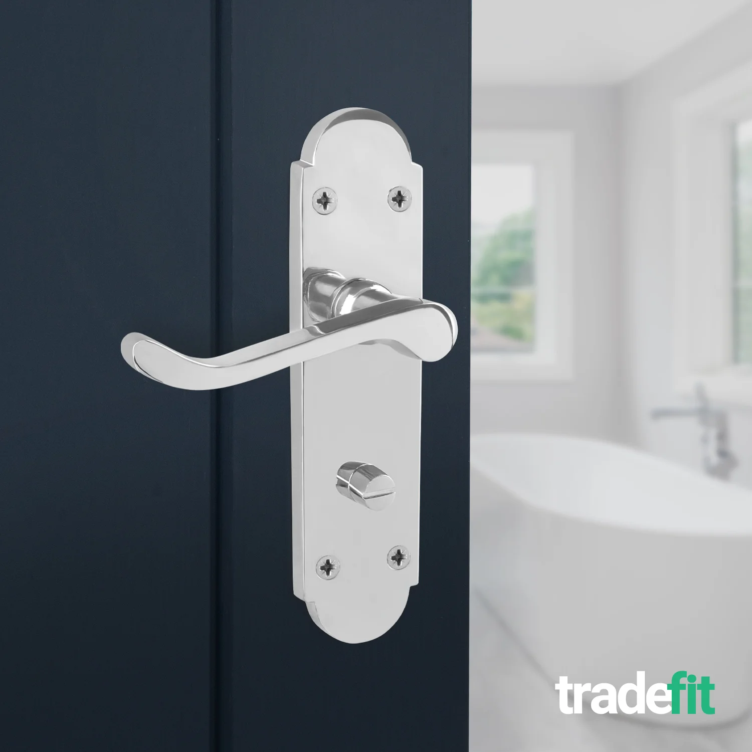 Victorian Rectory Polished Chrome Lever Door Handles - Bathroom - Image 4