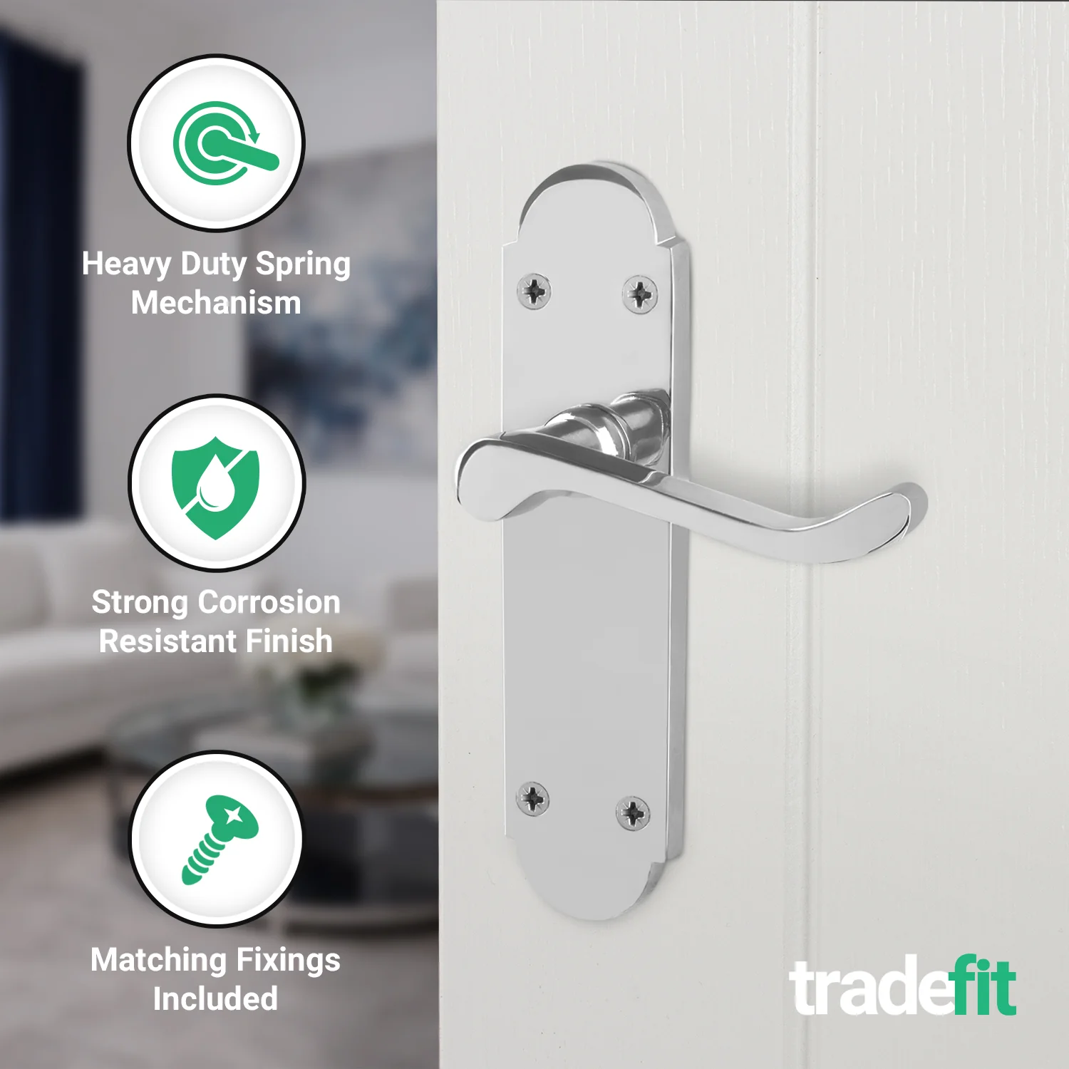 Victorian Rectory Polished Chrome Lever Door Handle Pack - 64mm Latch - 76mm Hinges - Image 4
