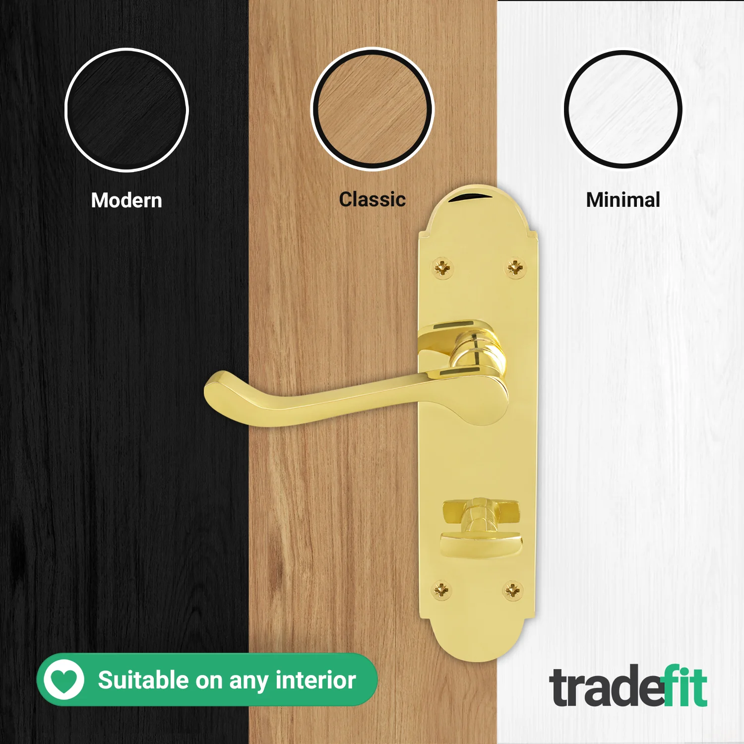 Victorian Rectory Polished Brass Lever Door Handle Pack - 80mm Bathroom Lock - Image 7
