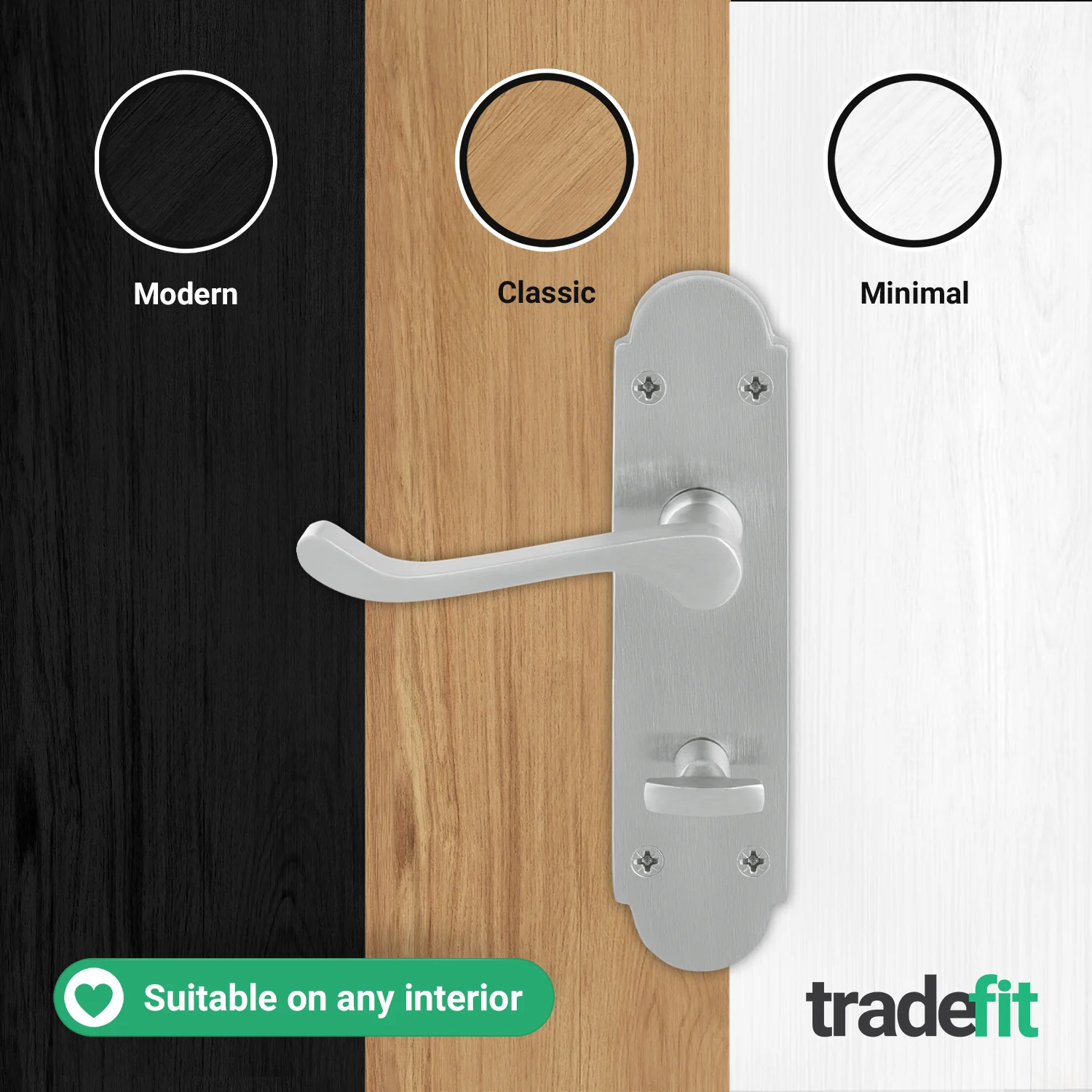 Victorian Rectory Satin Chrome Lever Door Handle Pack - 80mm Bathroom Lock - Image 7