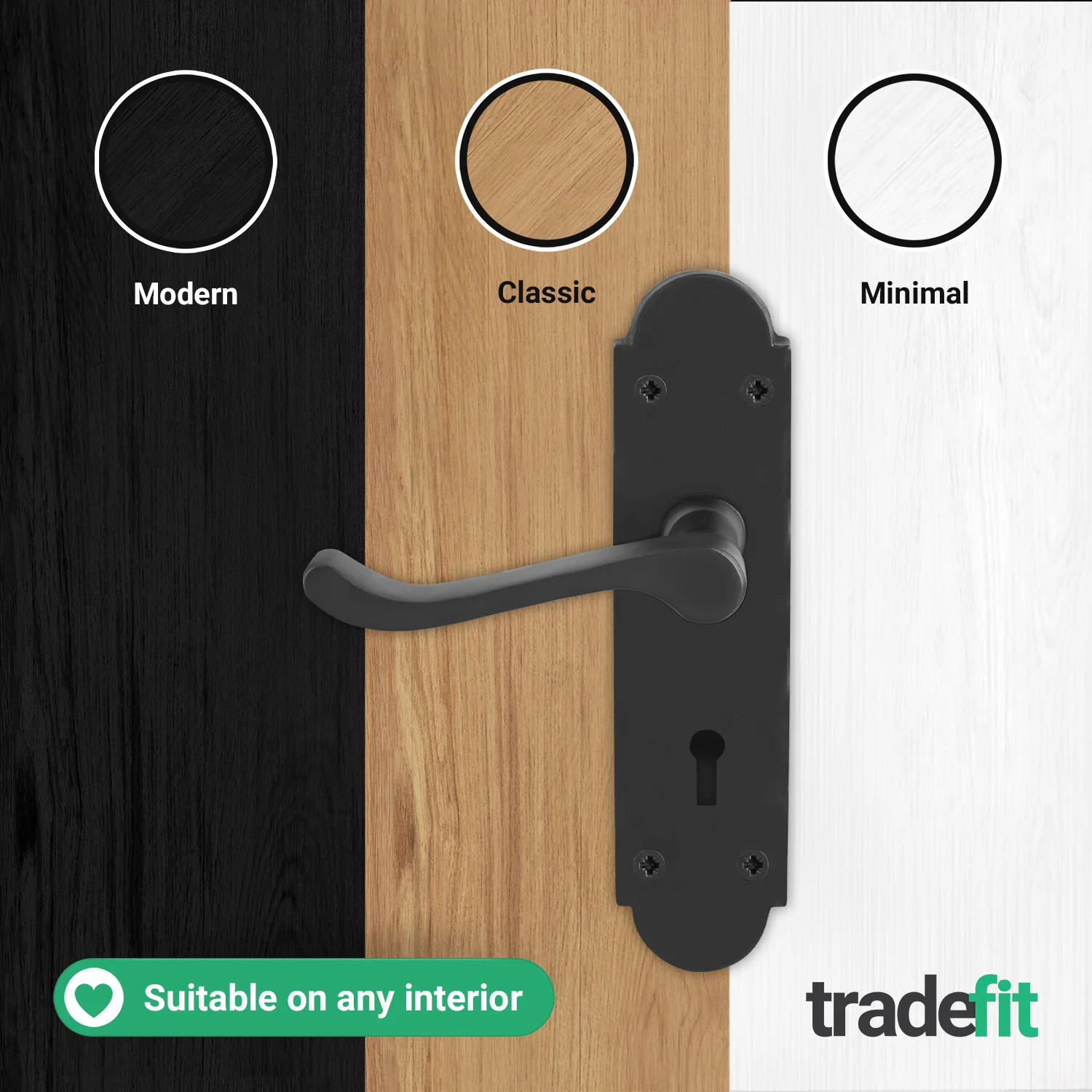 Victorian Rectory Black Door Handle Pack - 80mm 3 Lever Sashlock - 76mm Hinges - Image 7