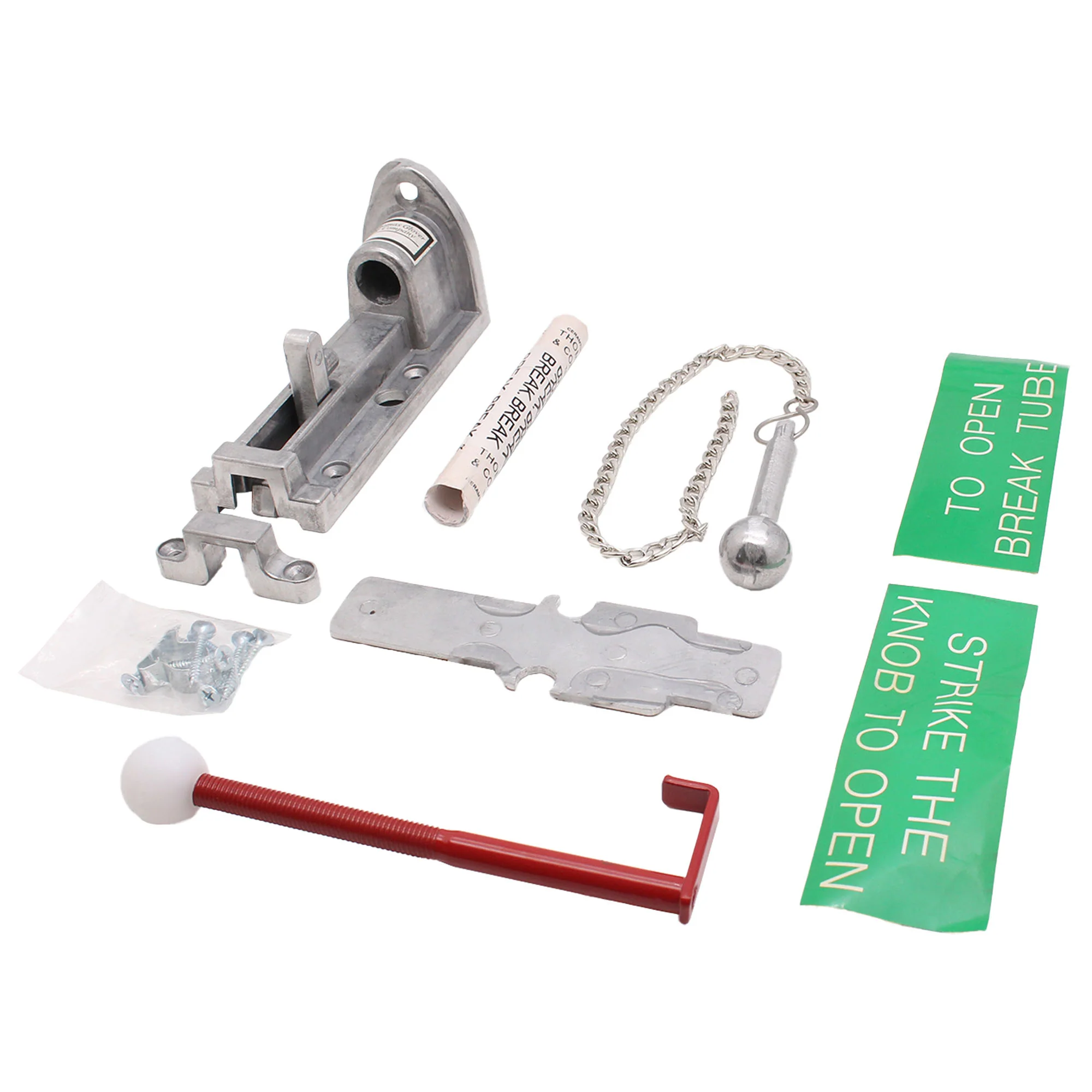 Emergency Exit Break Glass Panic Bolt Kit with Ceramic Tube & Padlock - Image 2