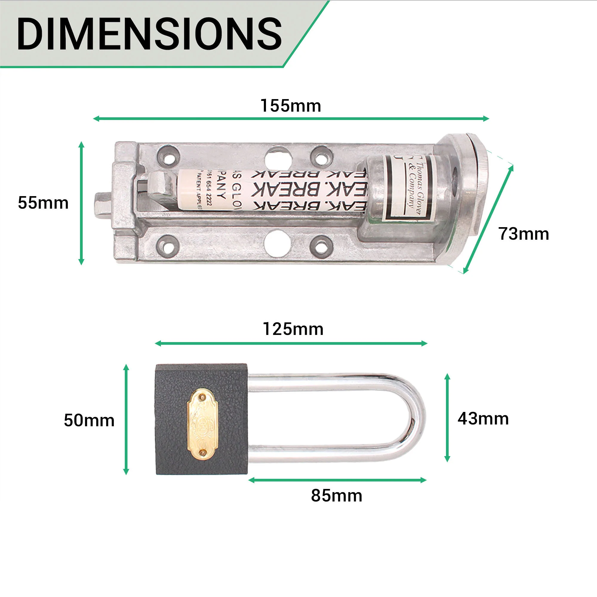 Emergency Exit Break Glass Panic Bolt Kit with Ceramic Tube & Padlock - Image 4