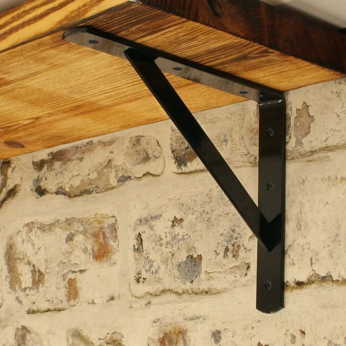 Strong Shelf Brackets PAIR Reinforced Stay Arm Shelving Heavy Duty - 250 x 300 x 30 x 4mm - Black - PAIR - Image 3