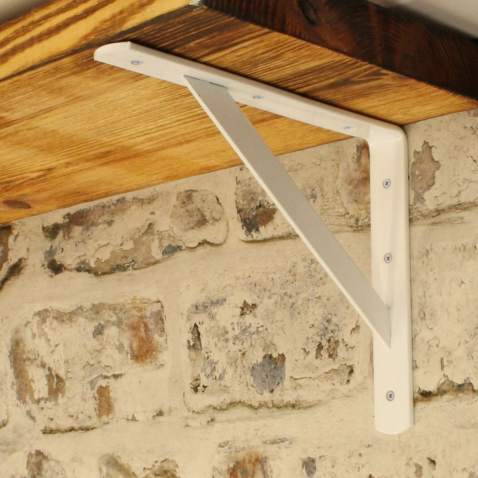 Strong Shelf Brackets Pair Reinforced Stay Arm Heavy Duty - 250 x 300 x 30 x 4mm - White - PAIR - Image 4