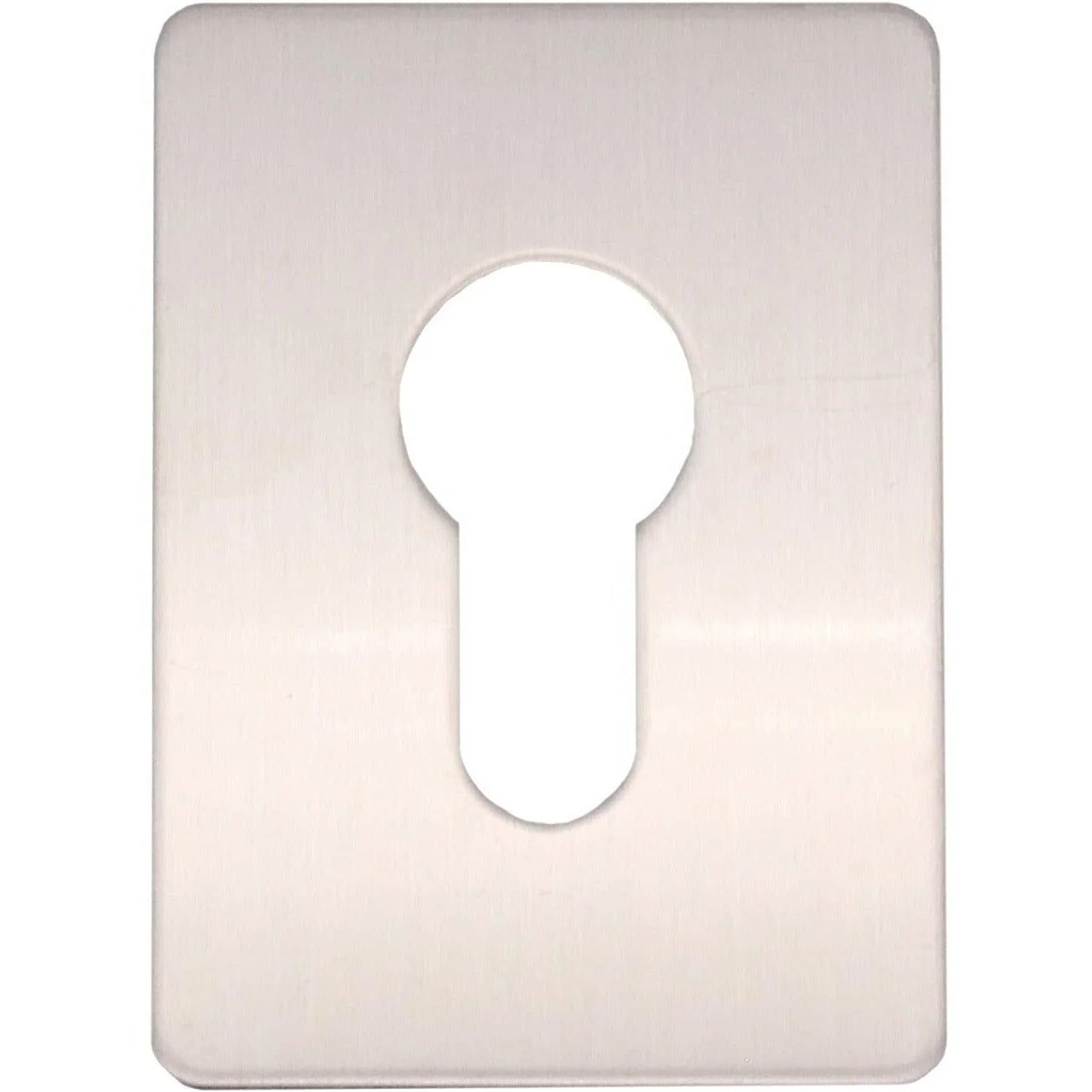 Repair Escutcheon Key Hole Cover Plate Euro Profile Self Adhesive Fix - Satin Stainless Steel - 65 x 47mm