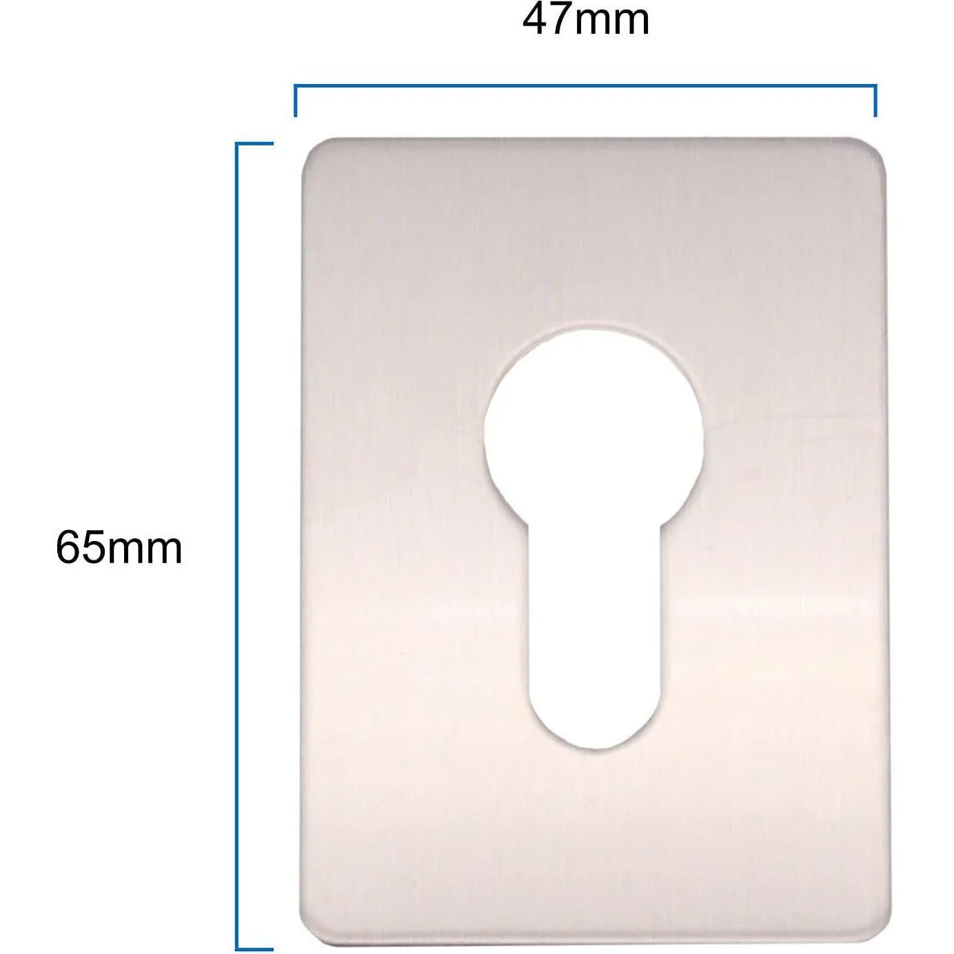 Repair Escutcheon Key Hole Cover Plate Euro Profile Self Adhesive Fix - Satin Stainless Steel - 65 x 47mm - Image 2