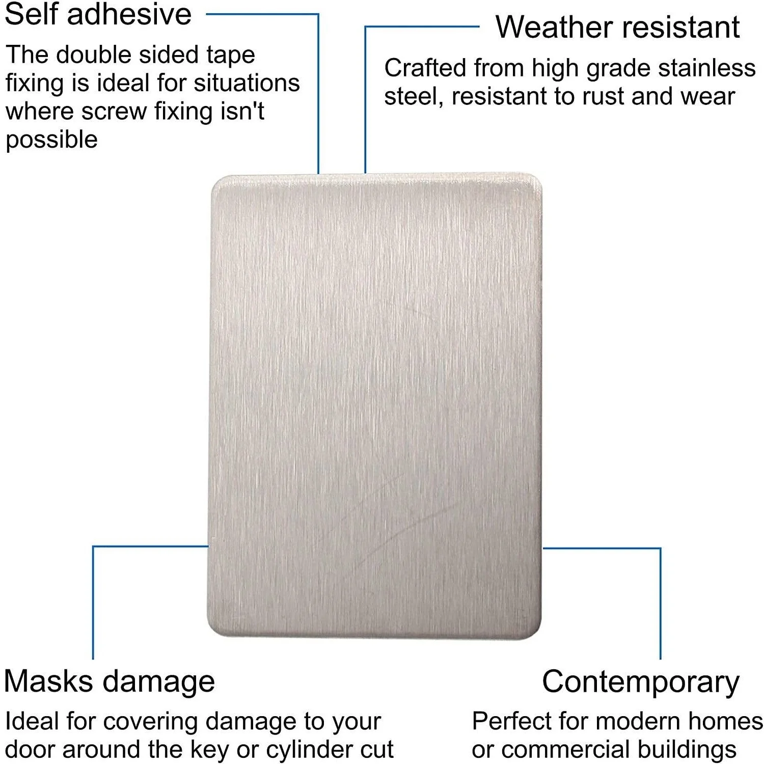 Repair Escutcheon - Blank - 65x47x1.2mm - Satin Stainless - Image 3