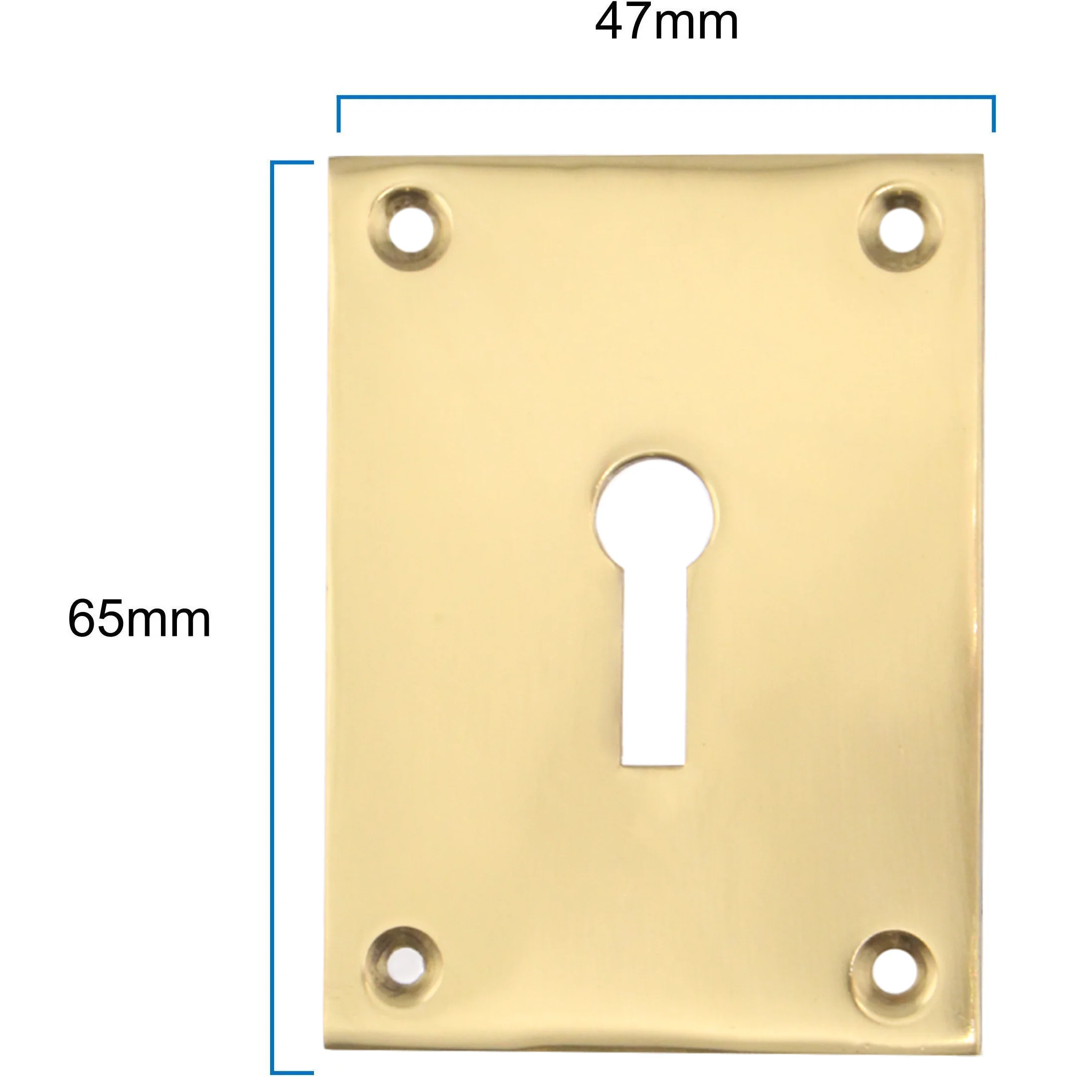 Repair Escutcheon - Traditional Keyhole - 65x47x1.2mm - Polished Brass - Image 3
