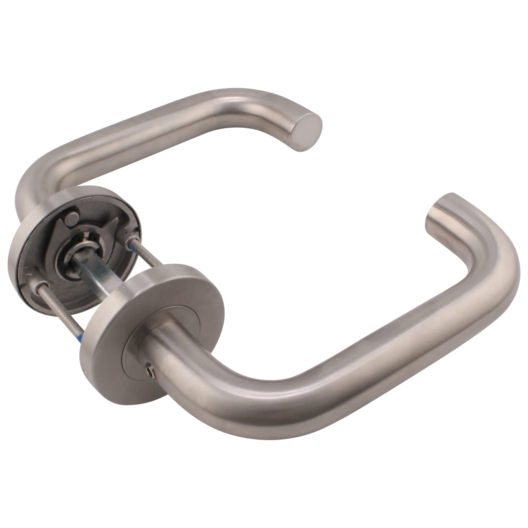 Return to Door Lever Fire Door Handles - Severe Duty - 304 Satin Stainless Steel - BS EN 1906 : 2010 Grade 4